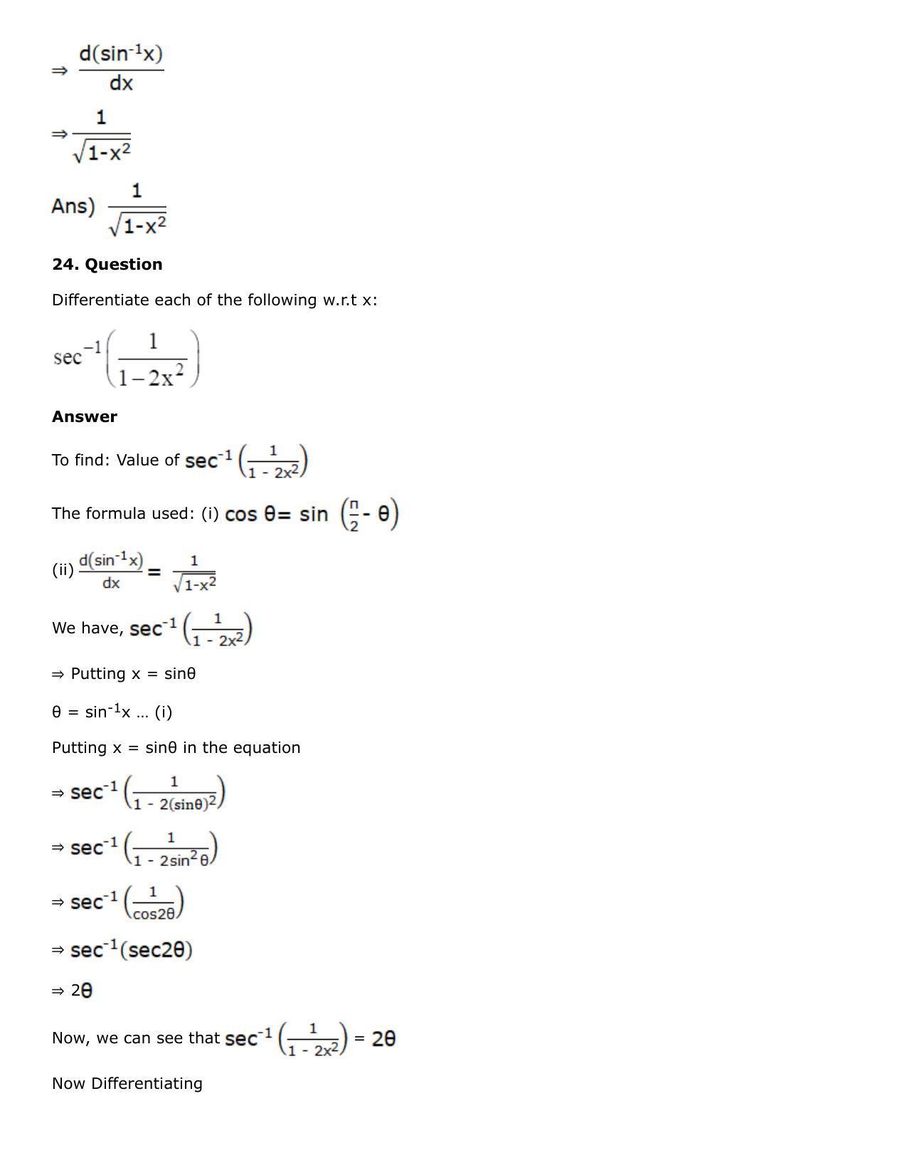 Chapter 10: Differentiation Solutions: RS Aggarwal Class 12 Solutions  - Page 94