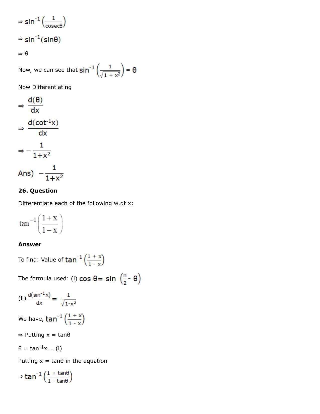 Chapter 10: Differentiation Solutions: RS Aggarwal Class 12 Solutions  - Page 96
