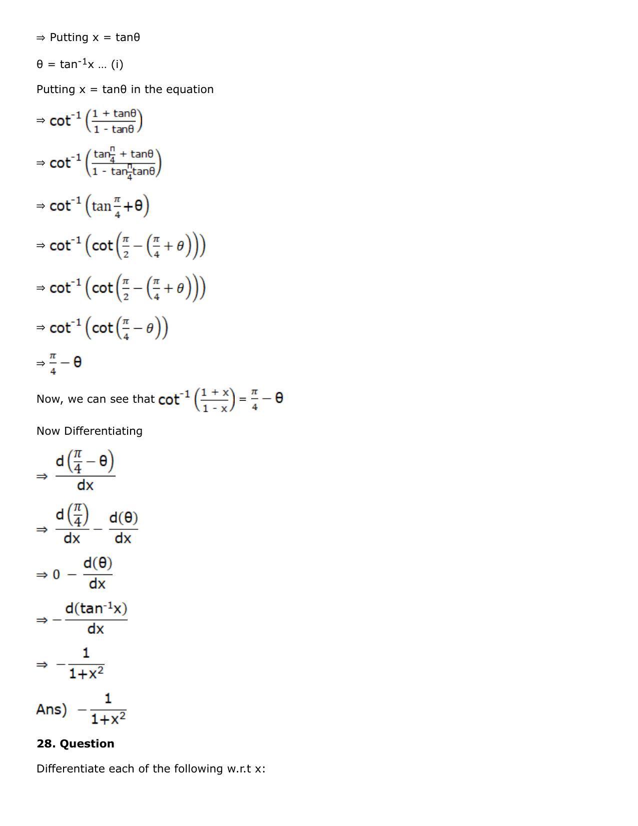 Chapter 10: Differentiation Solutions: RS Aggarwal Class 12 Solutions  - Page 98