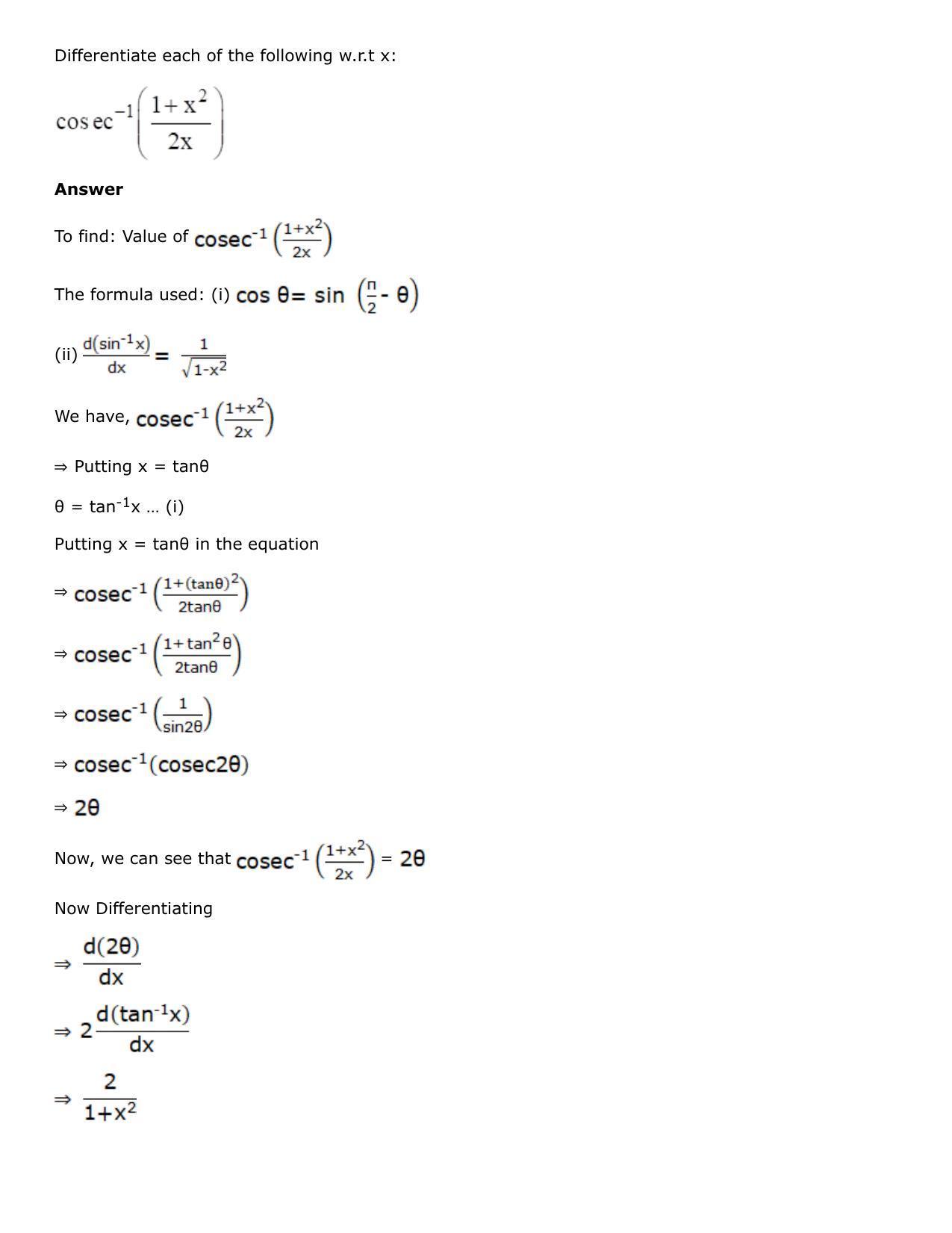 Chapter 10: Differentiation Solutions: RS Aggarwal Class 12 Solutions  - Page 100