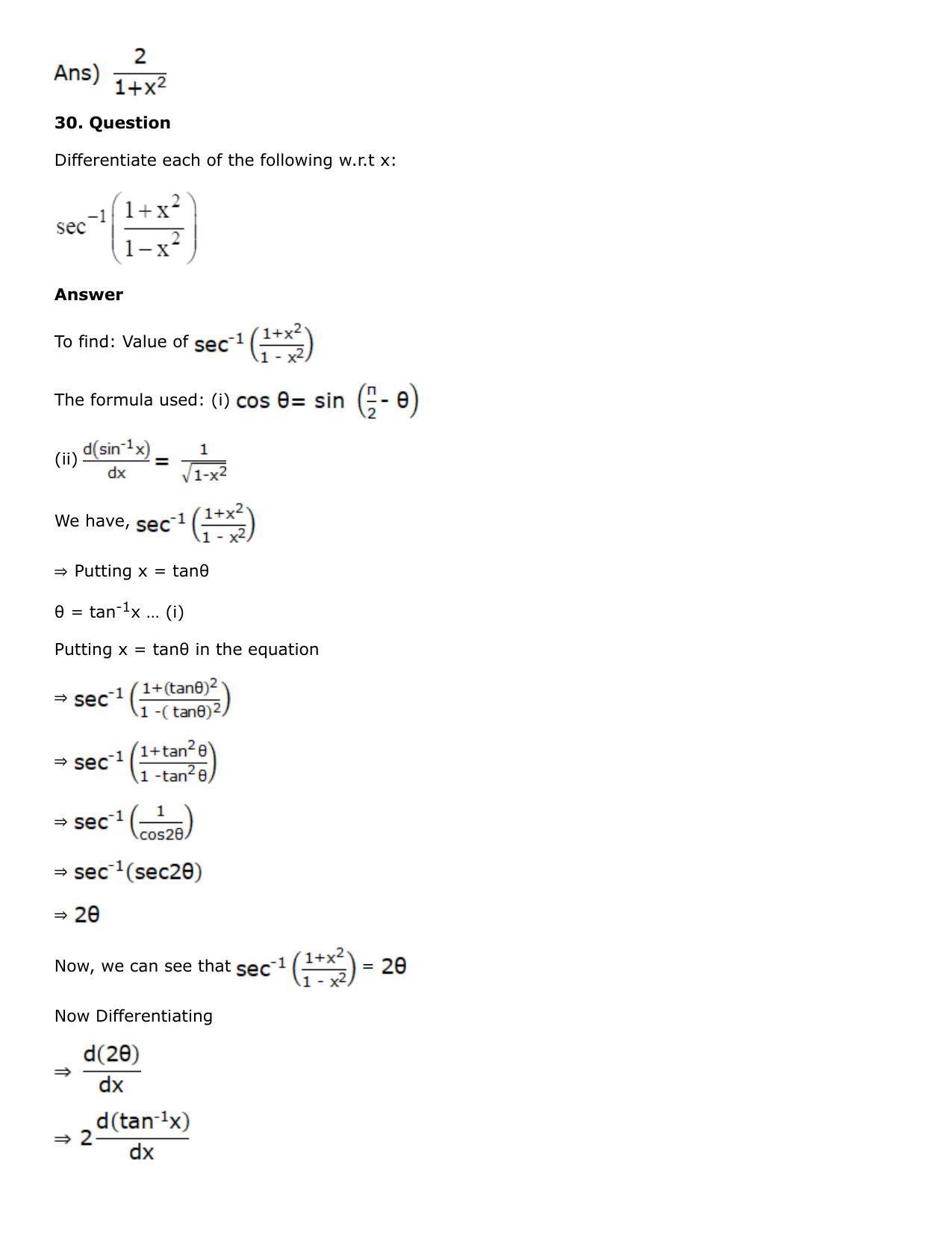 Chapter 10: Differentiation Solutions: RS Aggarwal Class 12 Solutions  - Page 101