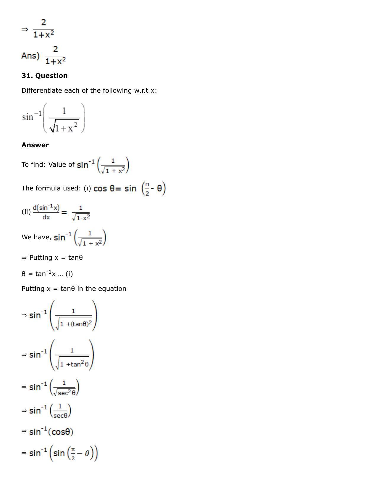 Chapter 10: Differentiation Solutions: RS Aggarwal Class 12 Solutions  - Page 102