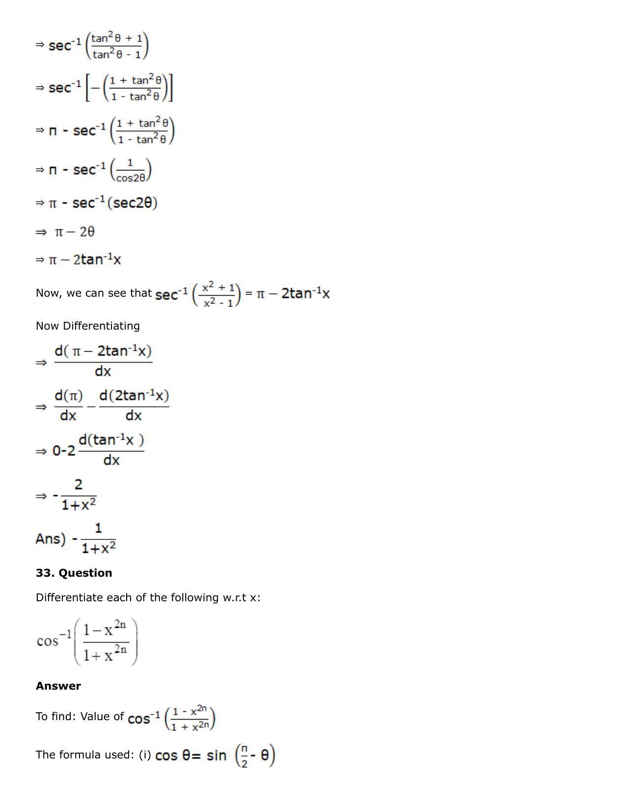 Chapter 10: Differentiation Solutions: RS Aggarwal Class 12 Solutions  - Page 104