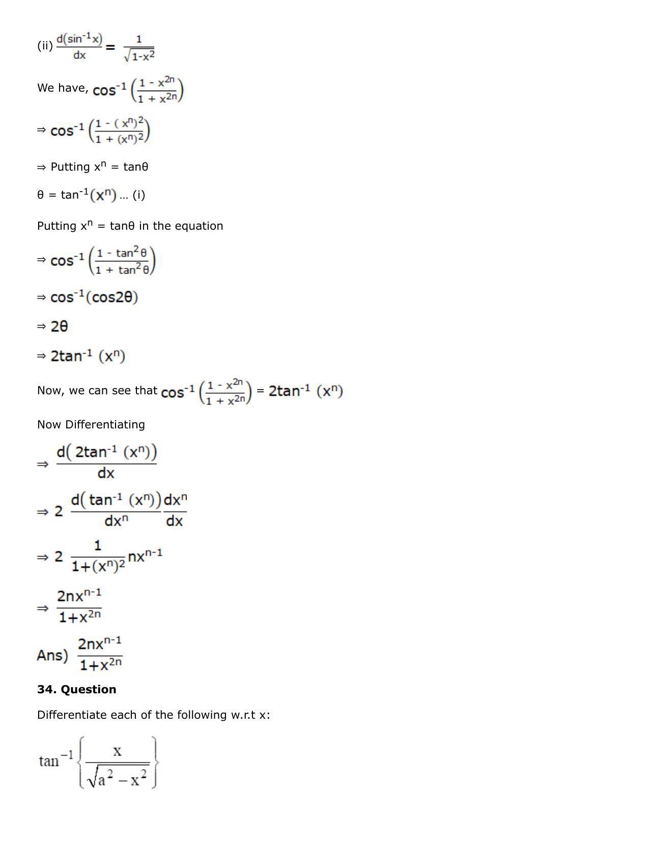 Chapter 10: Differentiation Solutions: RS Aggarwal Class 12 Solutions  - Page 105