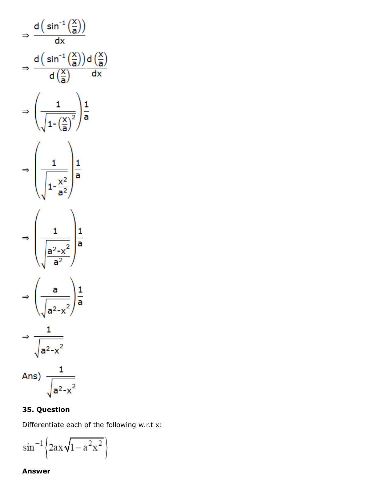 Chapter 10: Differentiation Solutions: RS Aggarwal Class 12 Solutions  - Page 107