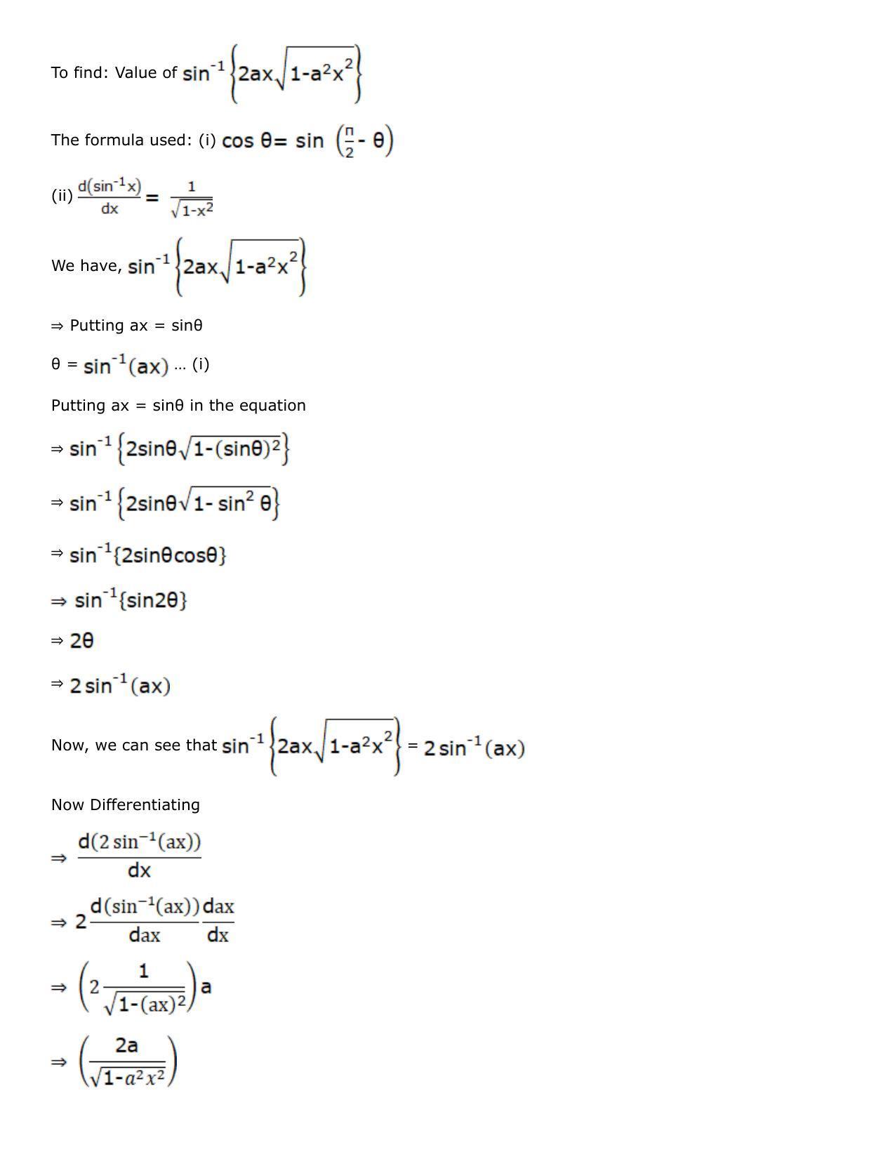 Chapter 10: Differentiation Solutions: RS Aggarwal Class 12 Solutions  - Page 108