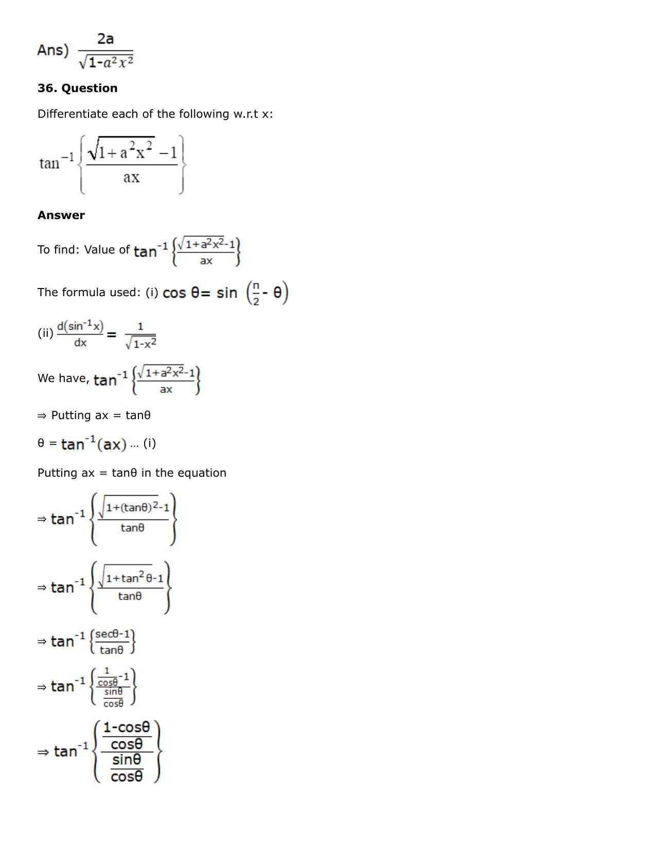 Chapter 10: Differentiation Solutions: RS Aggarwal Class 12 Solutions  - Page 109
