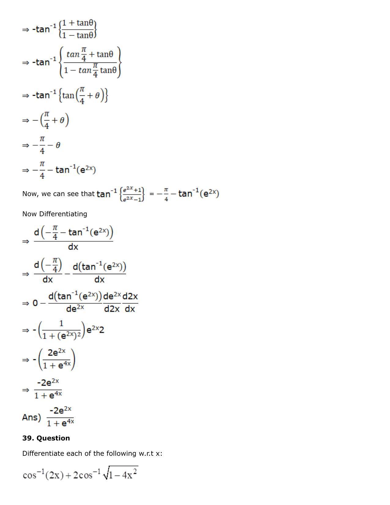 Chapter 10: Differentiation Solutions: RS Aggarwal Class 12 Solutions  - Page 113