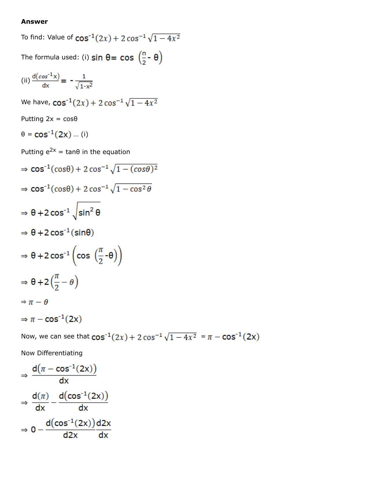 Chapter 10: Differentiation Solutions: RS Aggarwal Class 12 Solutions  - Page 114