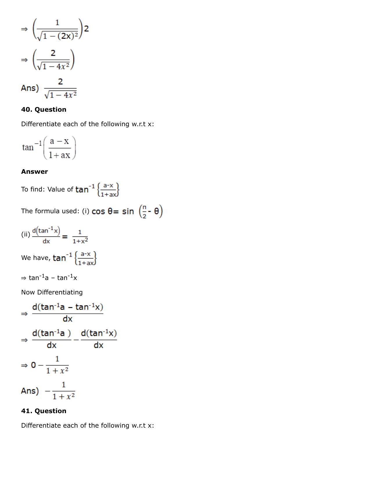 Chapter 10: Differentiation Solutions: RS Aggarwal Class 12 Solutions  - Page 115