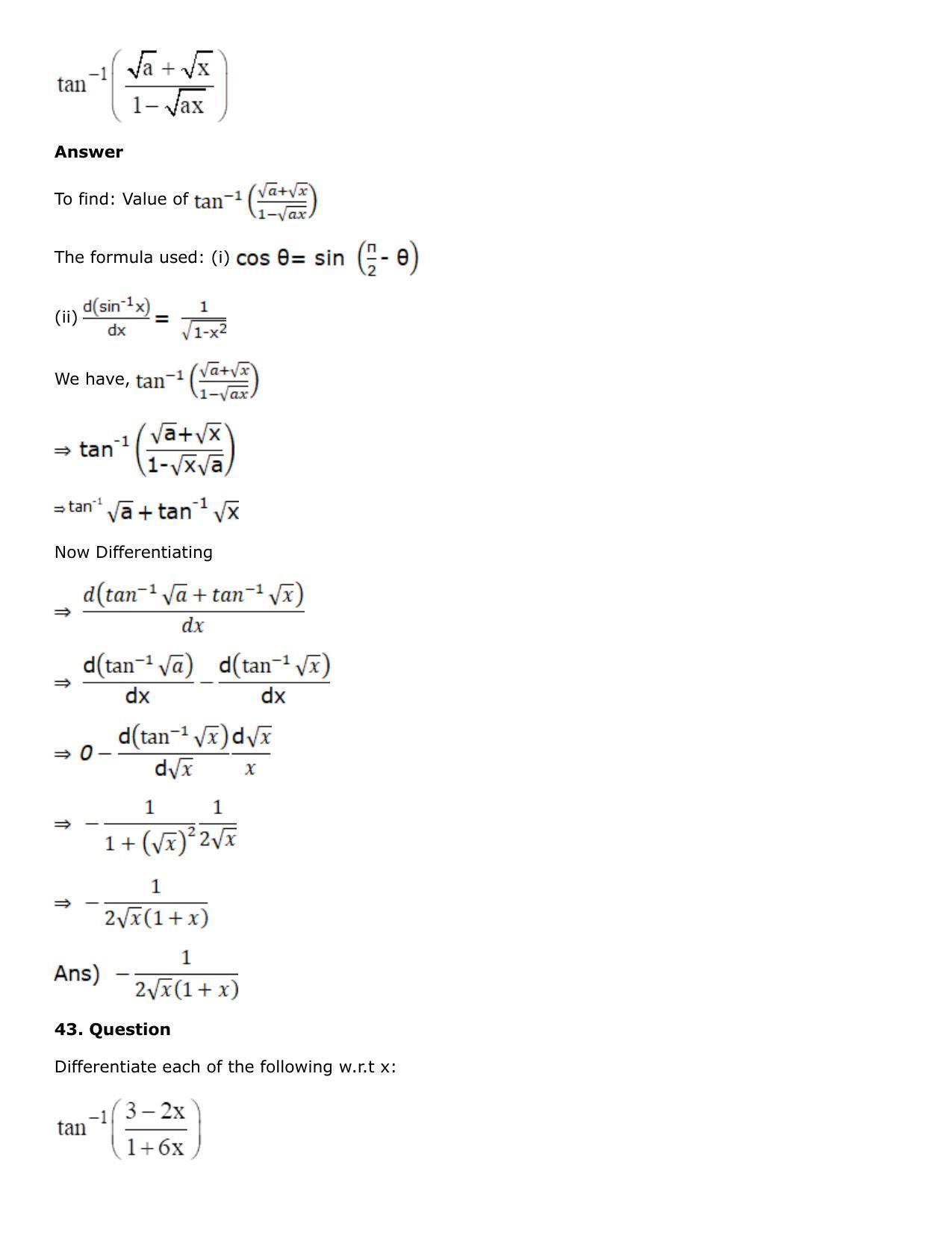 Chapter 10: Differentiation Solutions: RS Aggarwal Class 12 Solutions  - Page 117