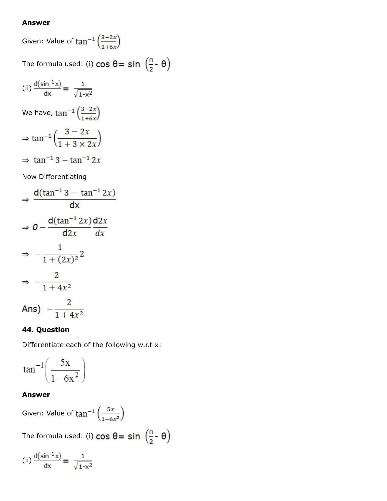 Chapter 10: Differentiation Solutions: RS Aggarwal Class 12 Solutions  - Page 118