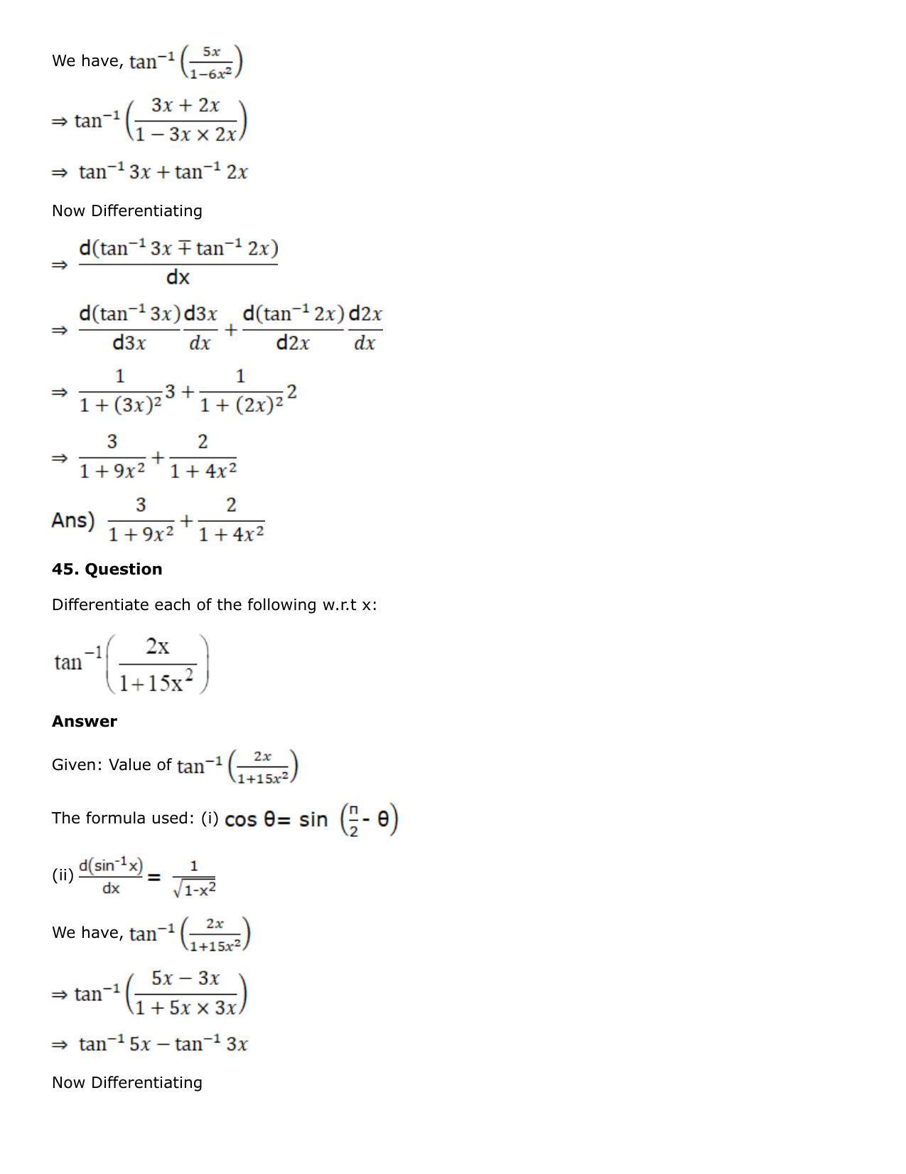 Chapter 10: Differentiation Solutions: RS Aggarwal Class 12 Solutions  - Page 119