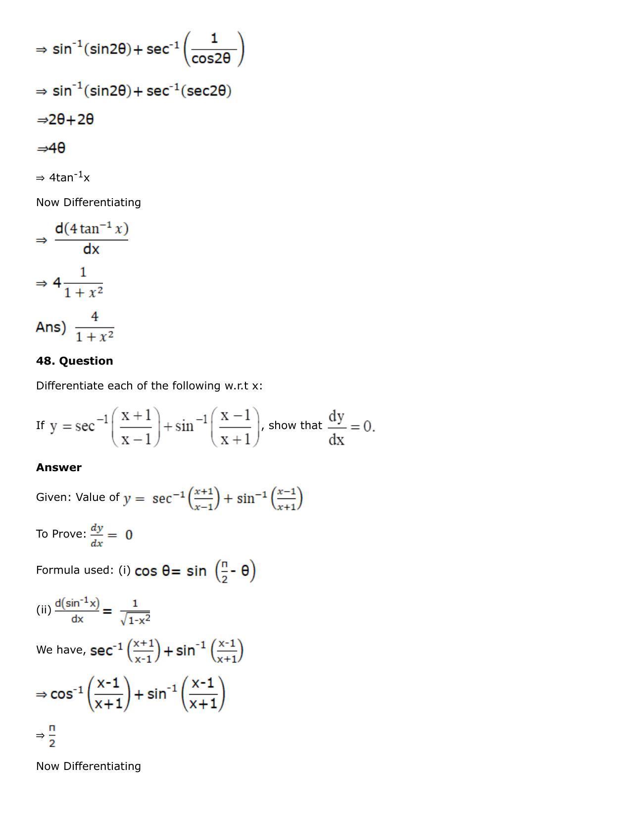Chapter 10: Differentiation Solutions: RS Aggarwal Class 12 Solutions  - Page 122
