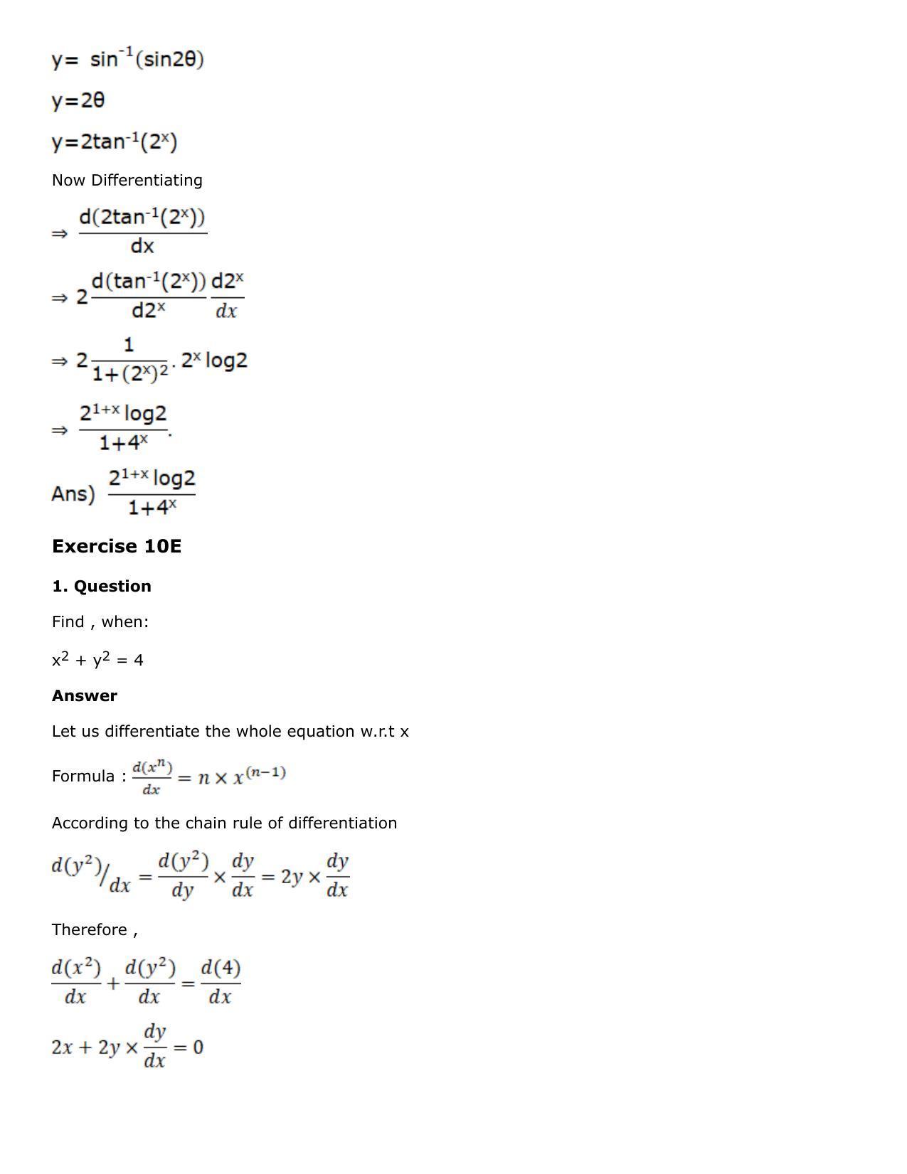 Chapter 10: Differentiation Solutions: RS Aggarwal Class 12 Solutions  - Page 127