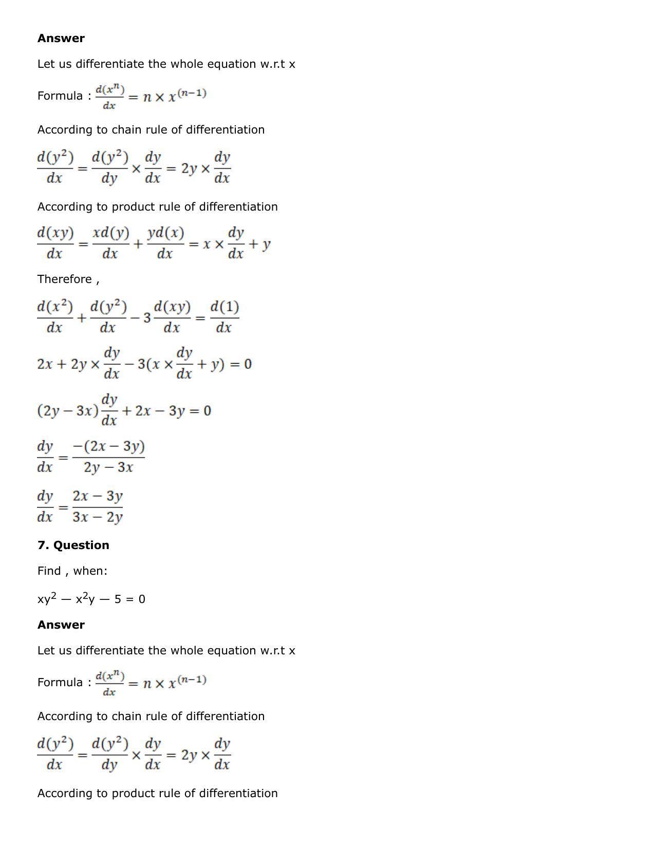 Chapter 10: Differentiation Solutions: RS Aggarwal Class 12 Solutions  - Page 131