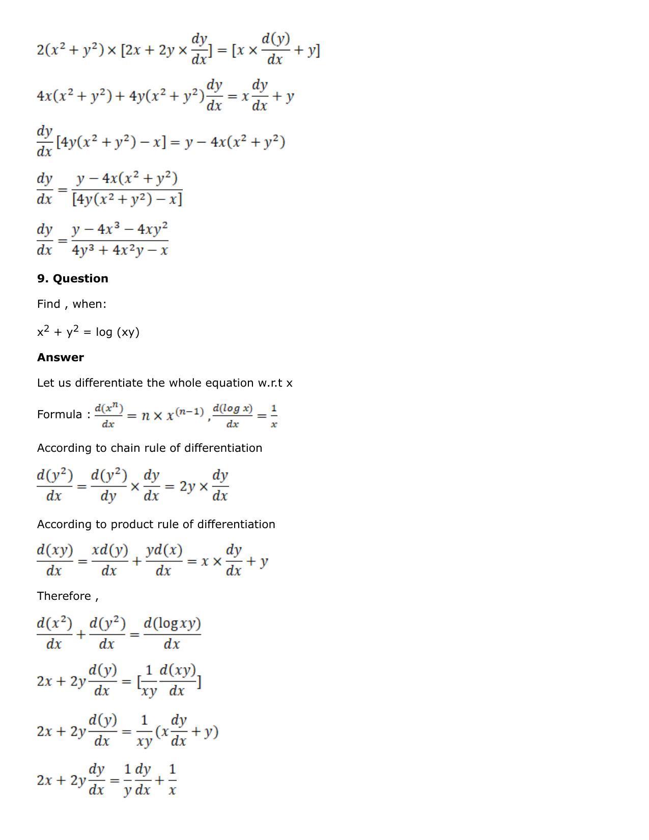 Chapter 10: Differentiation Solutions: RS Aggarwal Class 12 Solutions  - Page 133