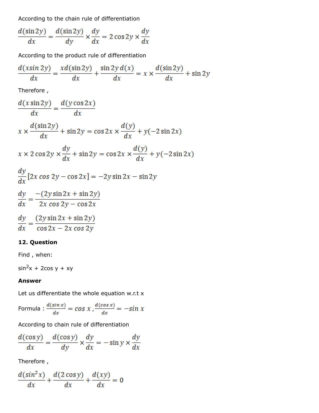 Chapter 10: Differentiation Solutions: RS Aggarwal Class 12 Solutions  - Page 135