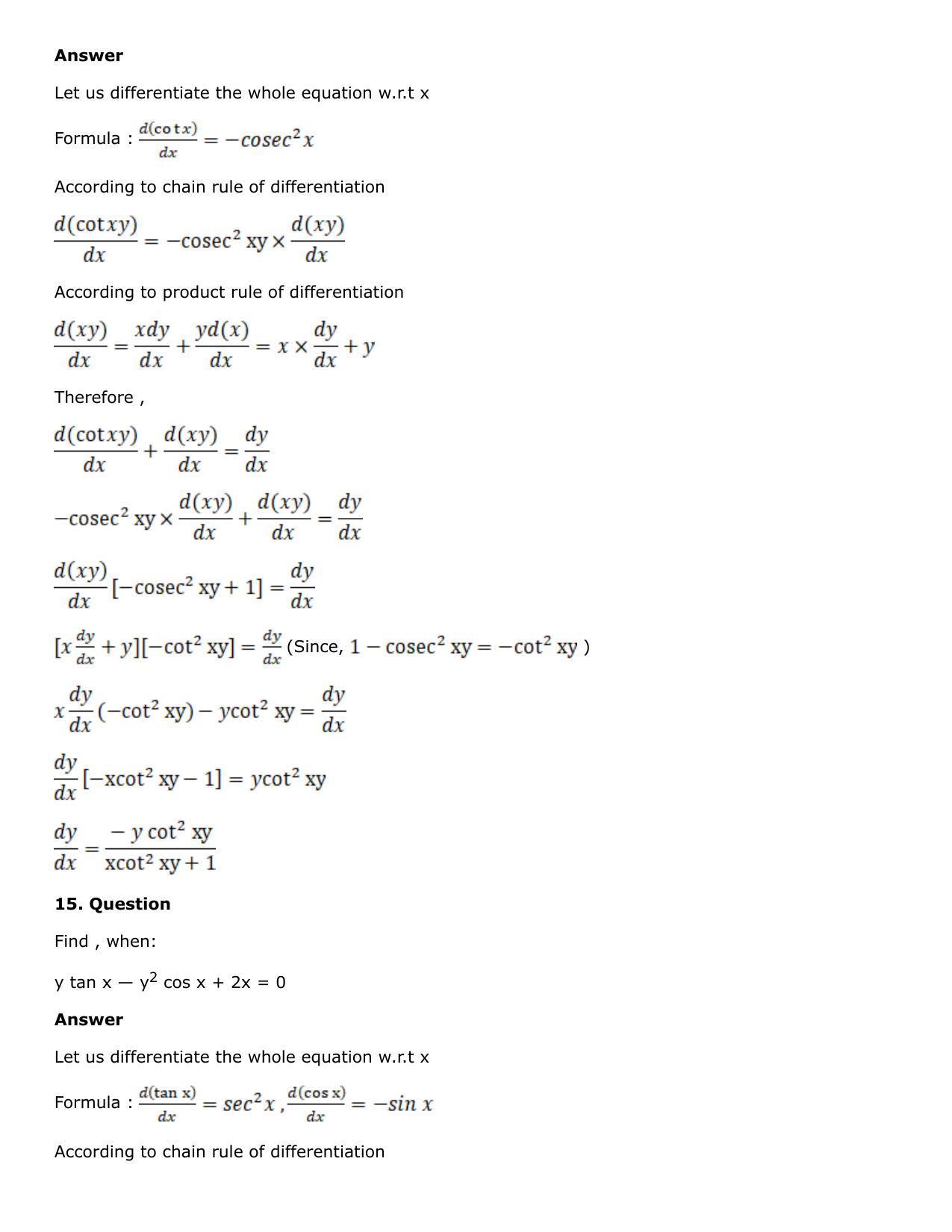 Chapter 10: Differentiation Solutions: RS Aggarwal Class 12 Solutions  - Page 137