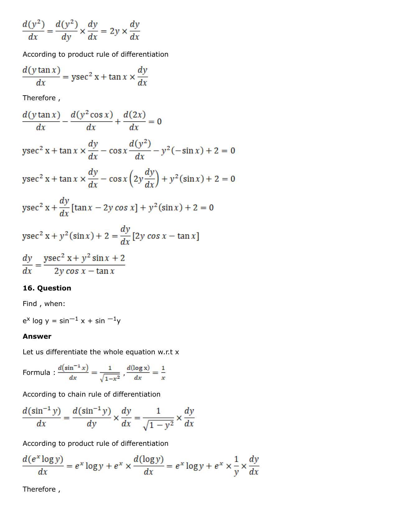 Chapter 10: Differentiation Solutions: RS Aggarwal Class 12 Solutions  - Page 138