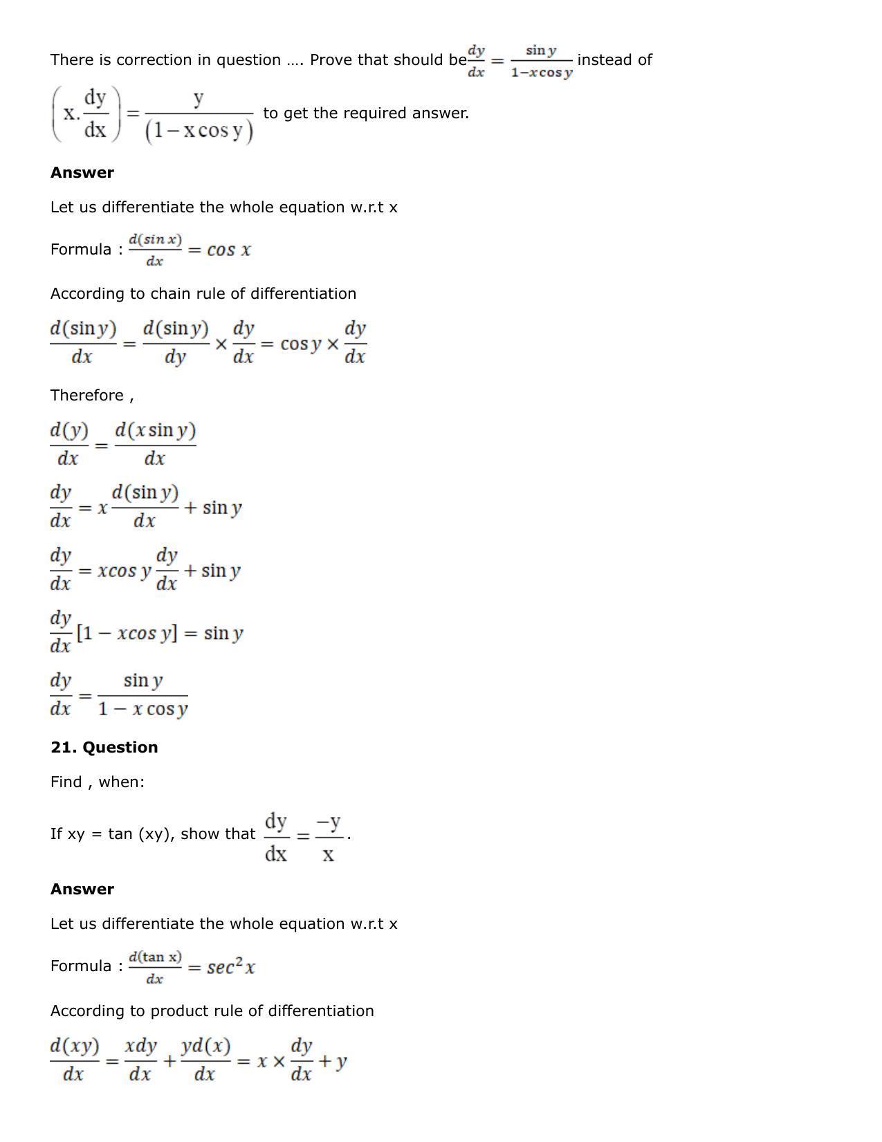 Chapter 10: Differentiation Solutions: RS Aggarwal Class 12 Solutions  - Page 142