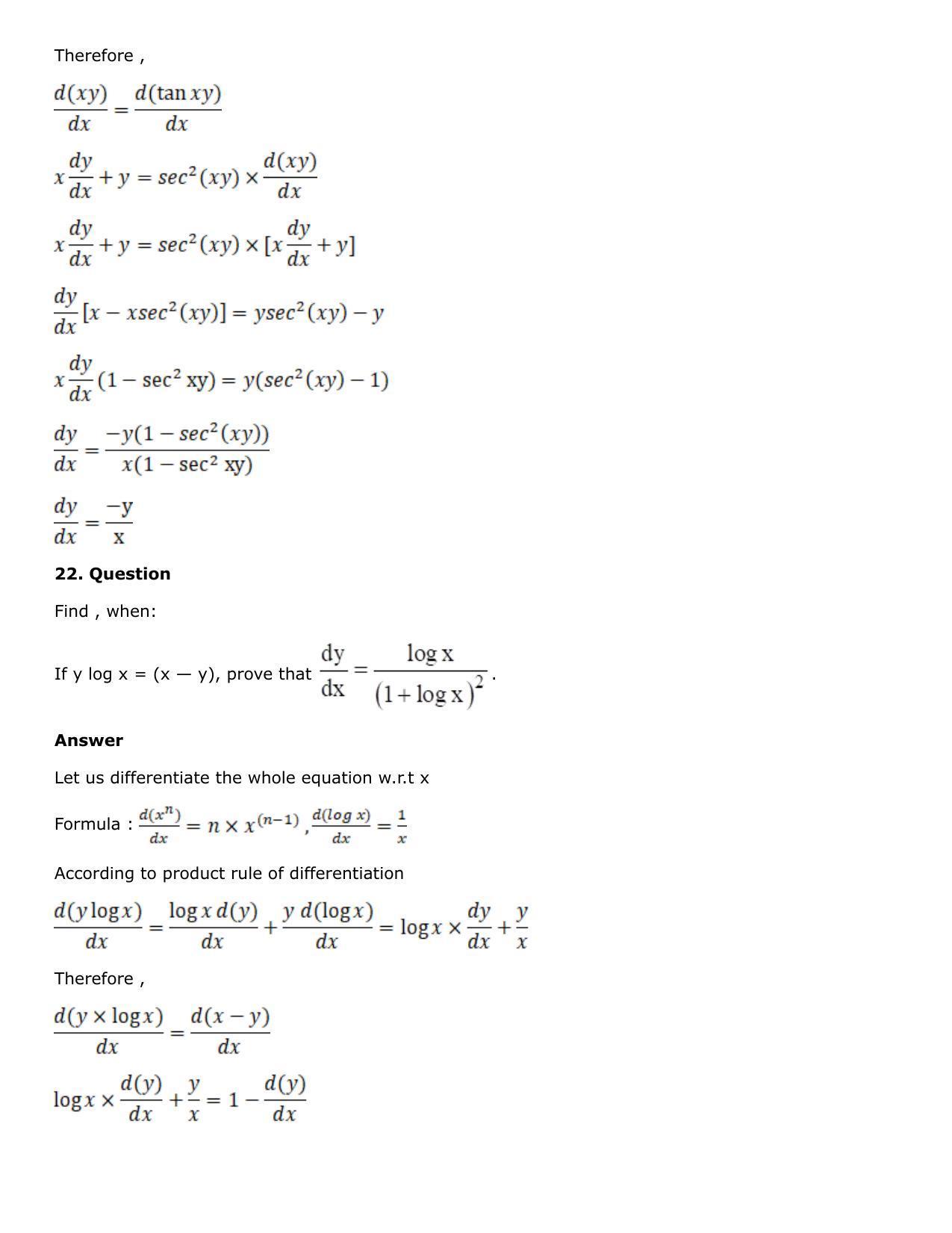 Chapter 10: Differentiation Solutions: RS Aggarwal Class 12 Solutions  - Page 143