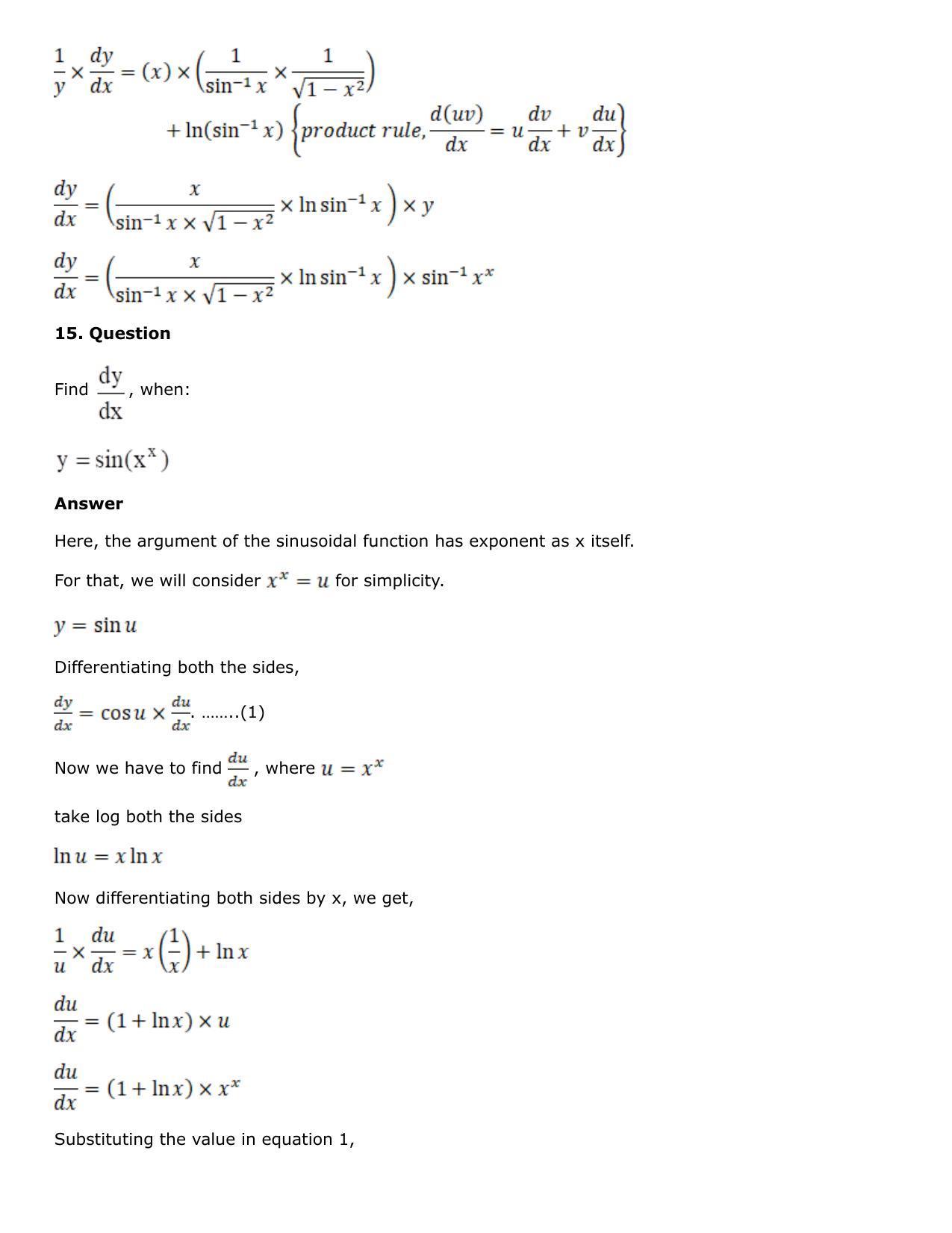 Chapter 10: Differentiation Solutions: RS Aggarwal Class 12 Solutions  - Page 154