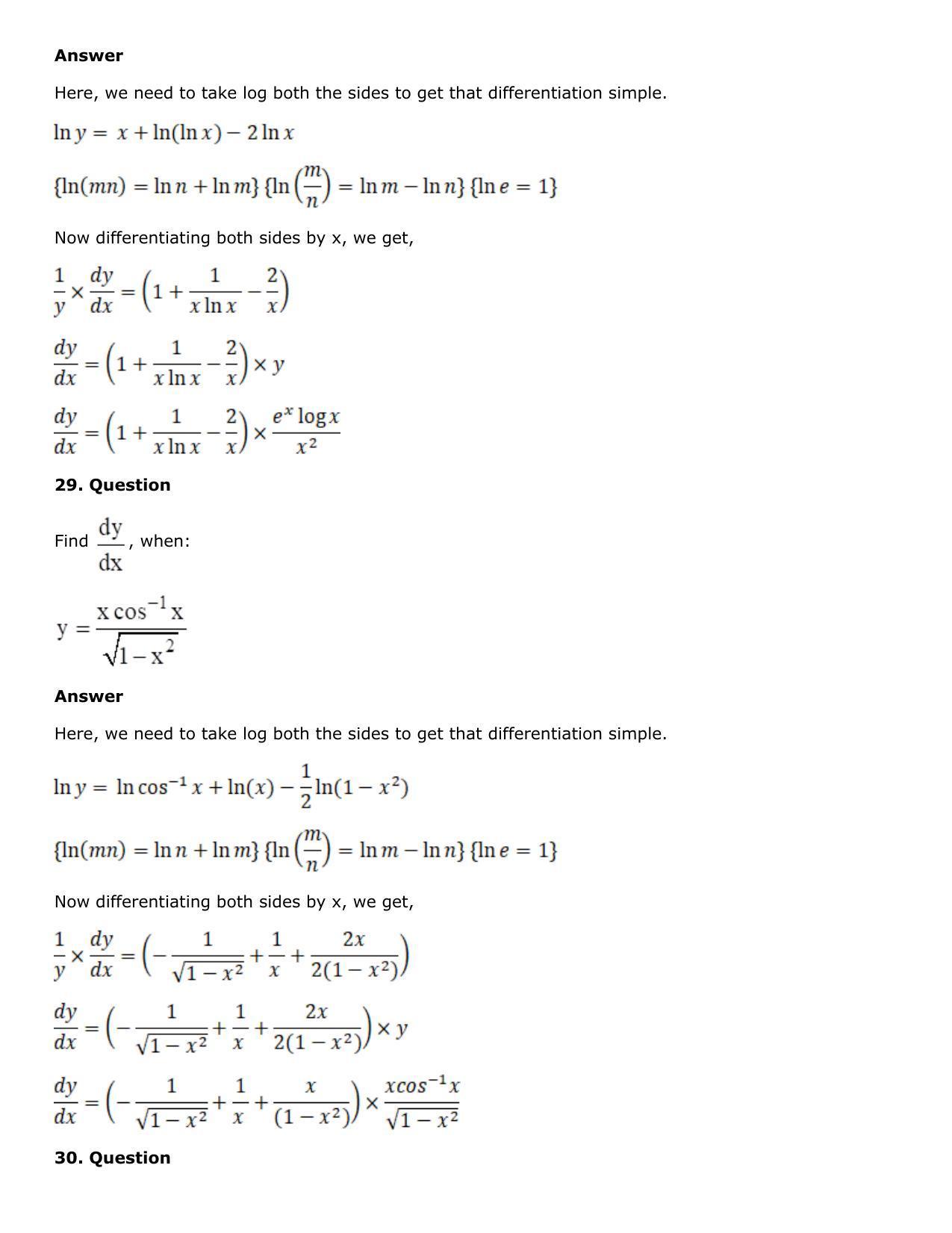 Chapter 10: Differentiation Solutions: RS Aggarwal Class 12 Solutions  - Page 162
