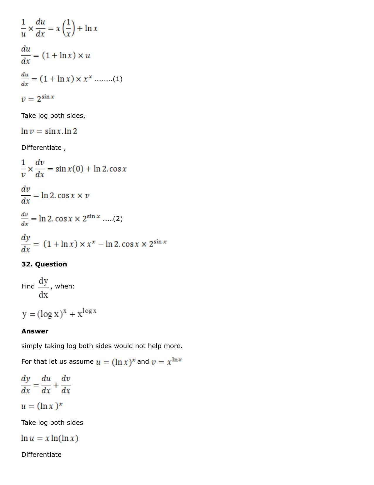 Chapter 10: Differentiation Solutions: RS Aggarwal Class 12 Solutions  - Page 164
