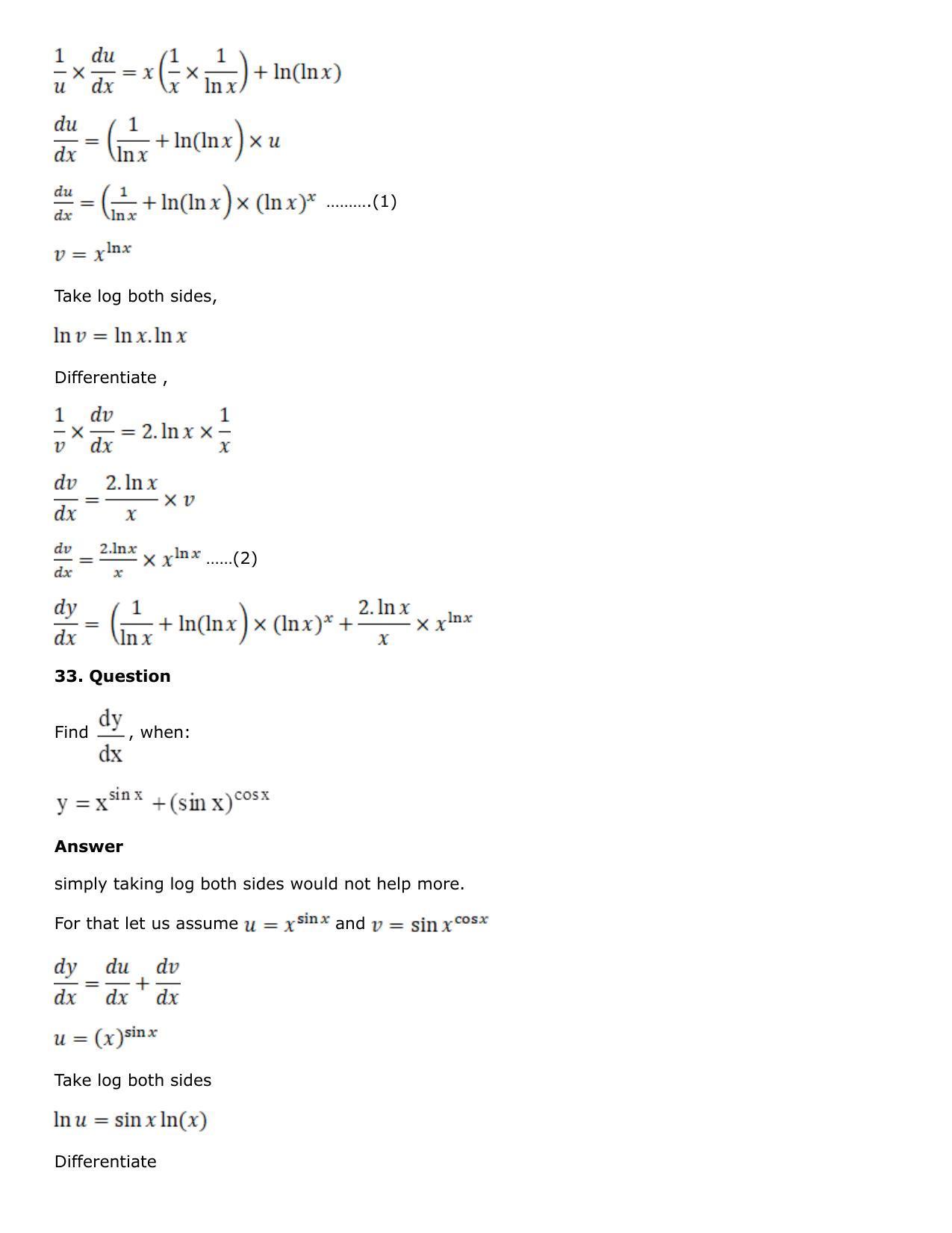 Chapter 10: Differentiation Solutions: RS Aggarwal Class 12 Solutions  - Page 165