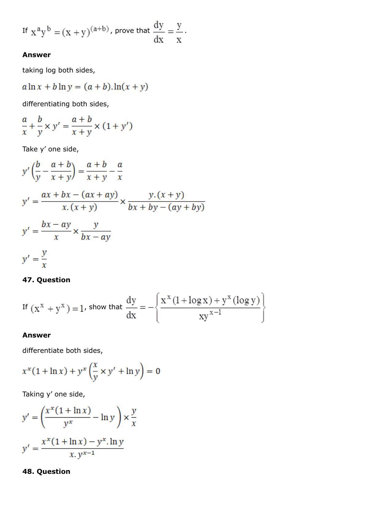 Chapter 10: Differentiation Solutions: RS Aggarwal Class 12 Solutions  - Page 174