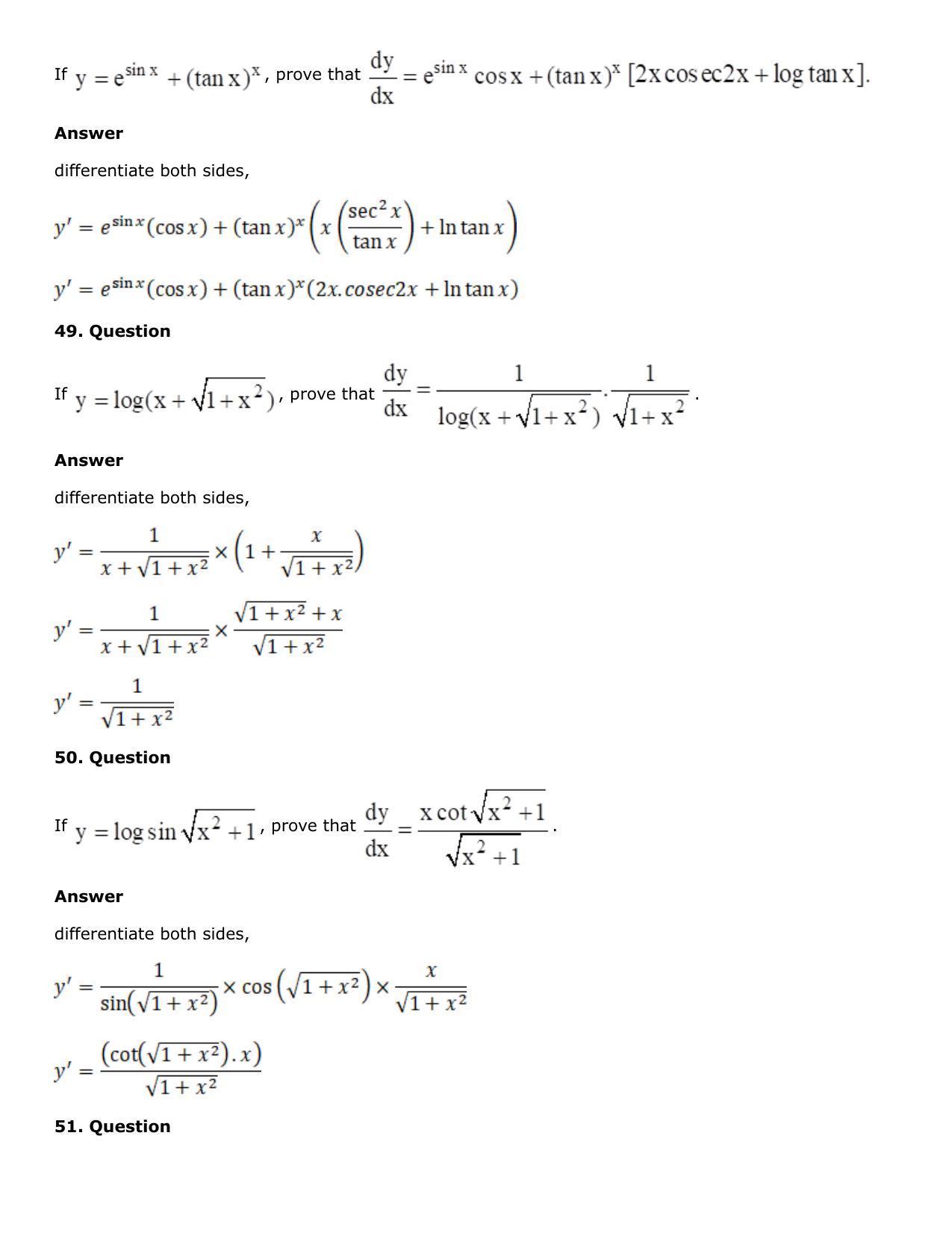 Chapter 10: Differentiation Solutions: RS Aggarwal Class 12 Solutions  - Page 175