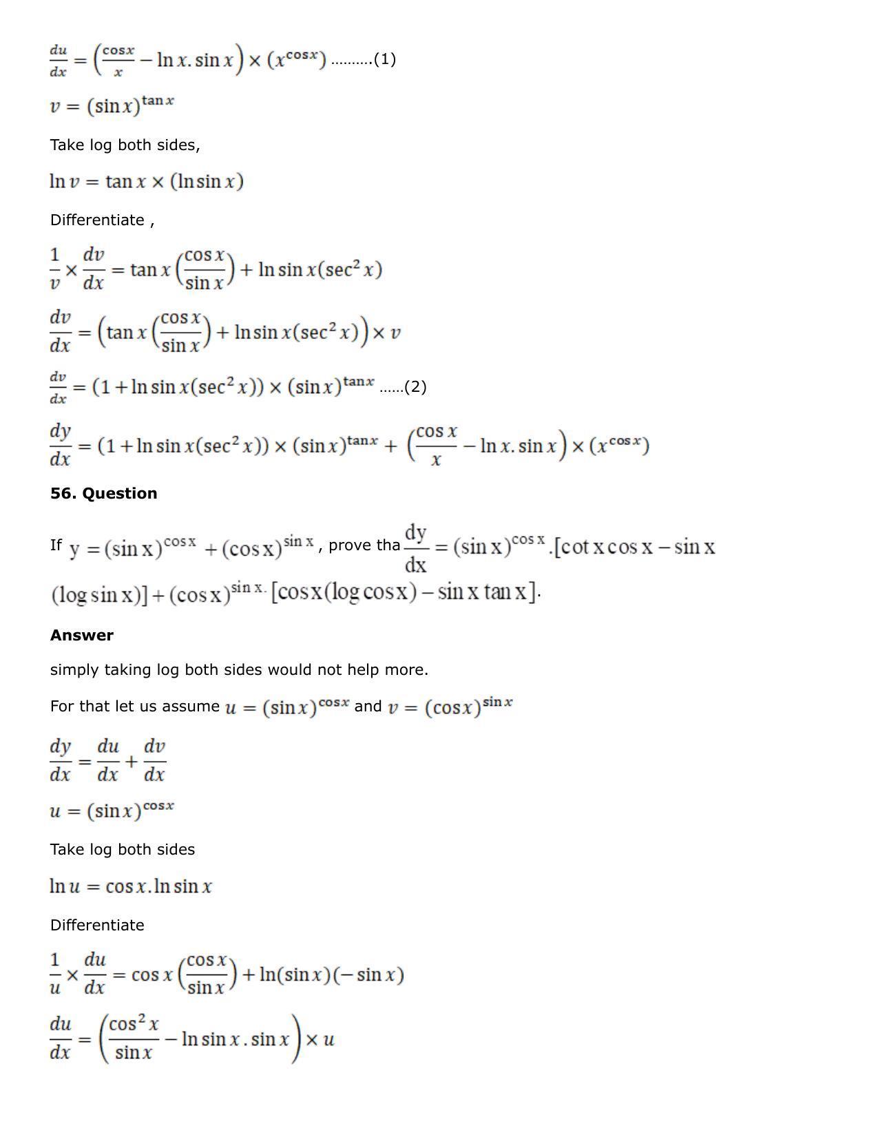 Chapter 10: Differentiation Solutions: RS Aggarwal Class 12 Solutions  - Page 179
