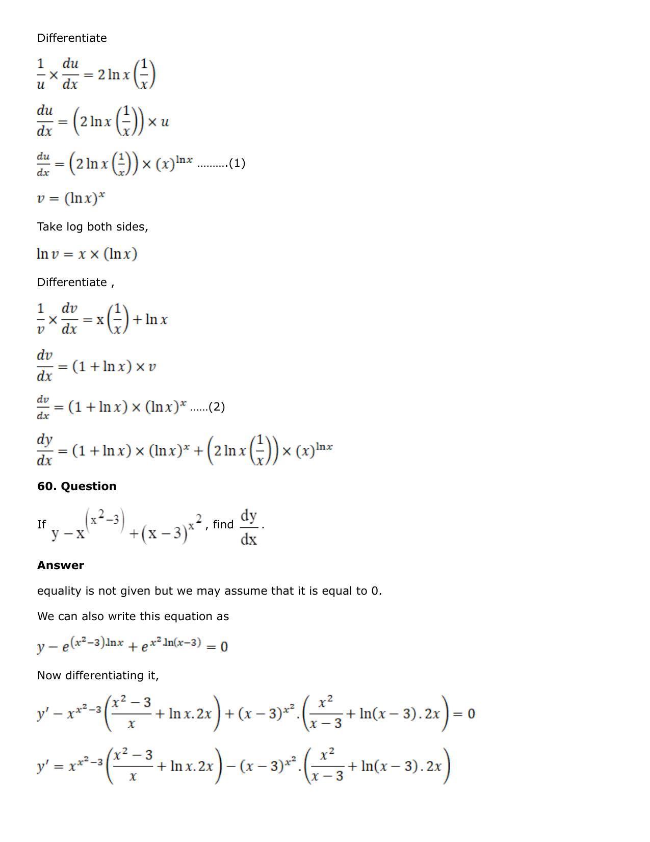 Chapter 10: Differentiation Solutions: RS Aggarwal Class 12 Solutions  - Page 183