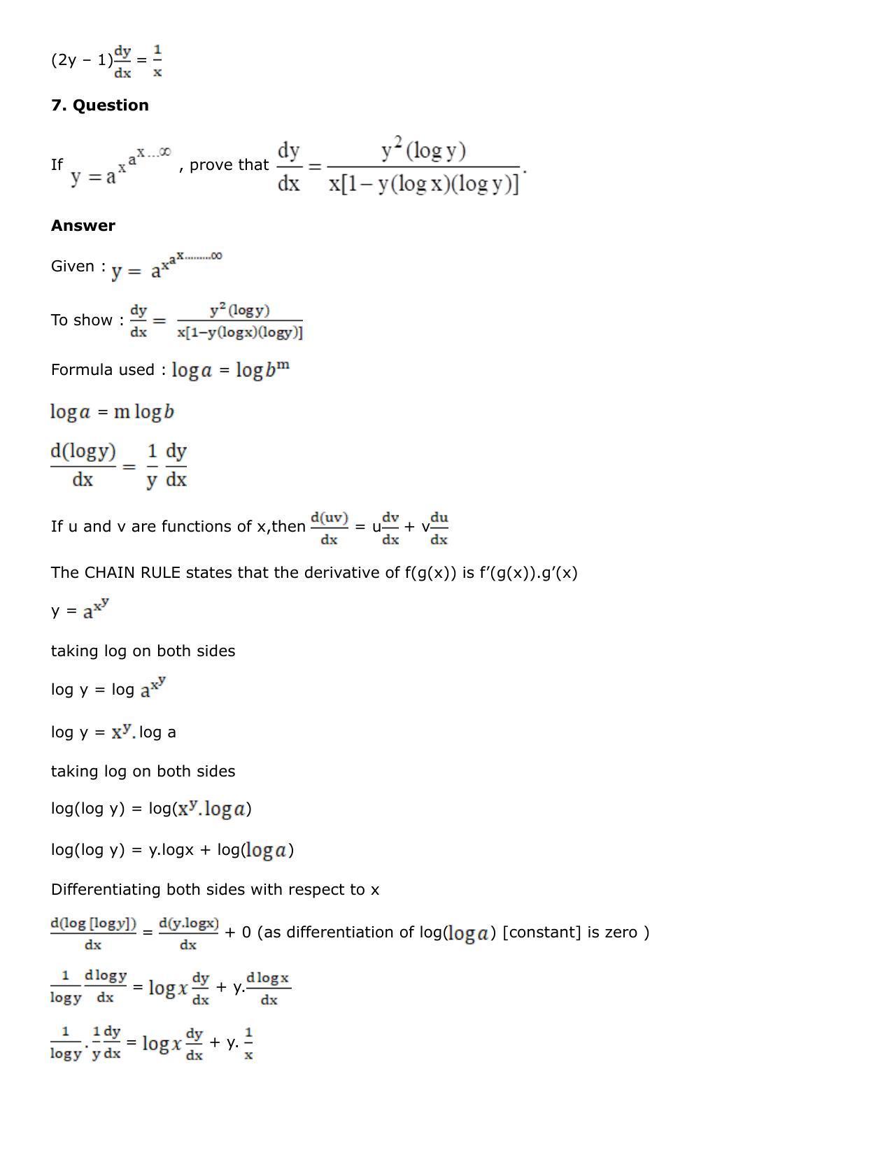 Chapter 10: Differentiation Solutions: RS Aggarwal Class 12 Solutions  - Page 193