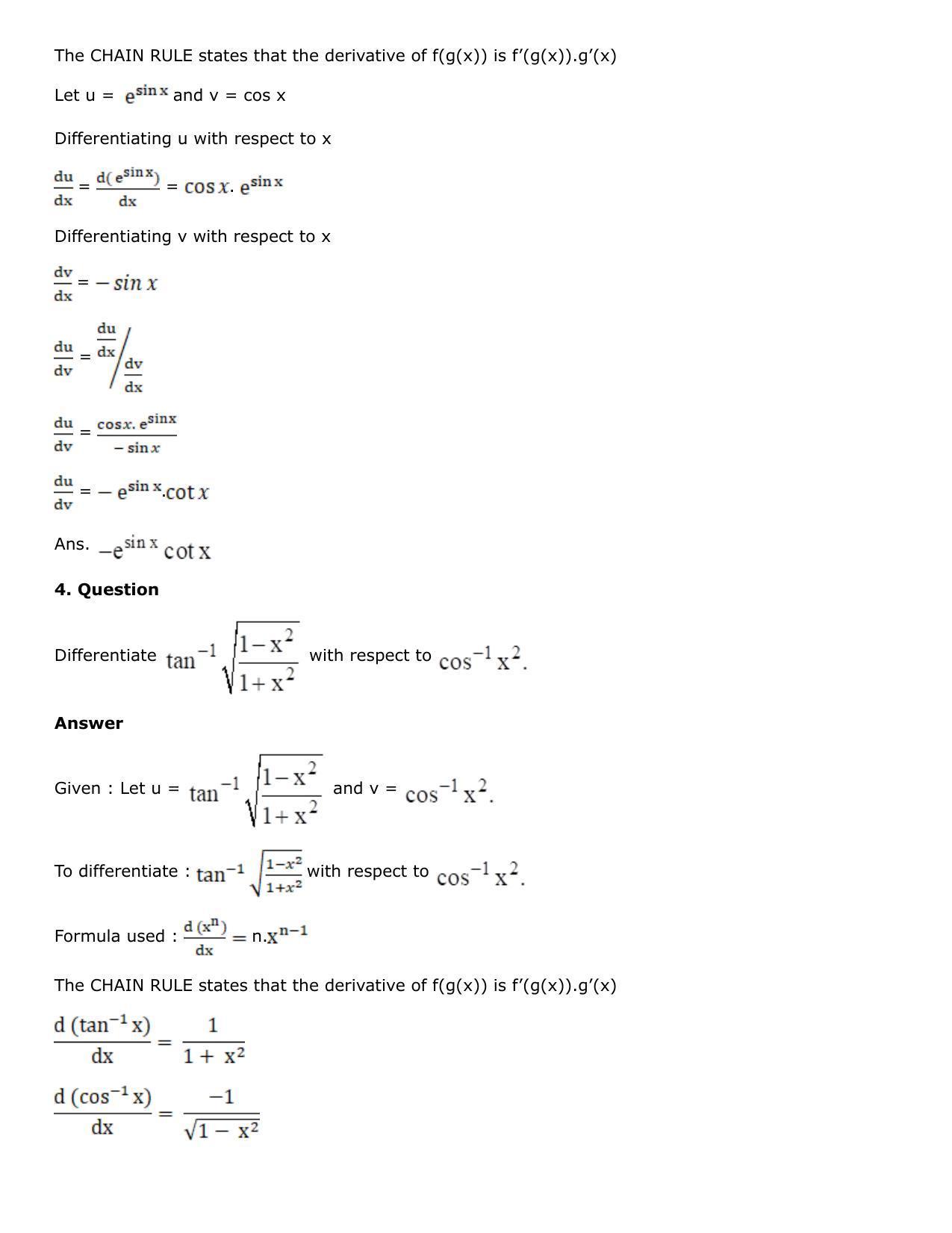 Chapter 10: Differentiation Solutions: RS Aggarwal Class 12 Solutions  - Page 197