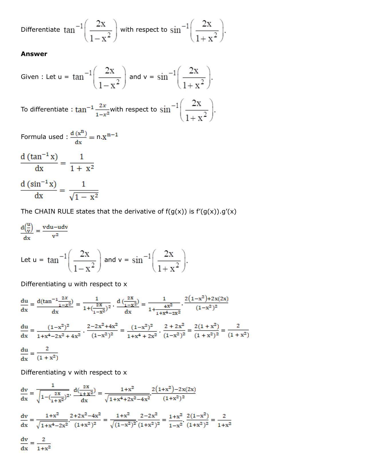 Chapter 10: Differentiation Solutions: RS Aggarwal Class 12 Solutions  - Page 199