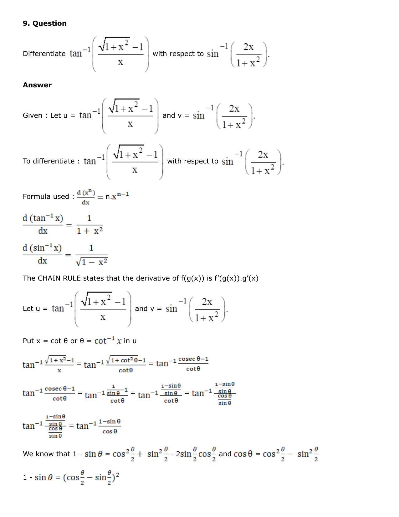 Chapter 10: Differentiation Solutions: RS Aggarwal Class 12 Solutions  - Page 204