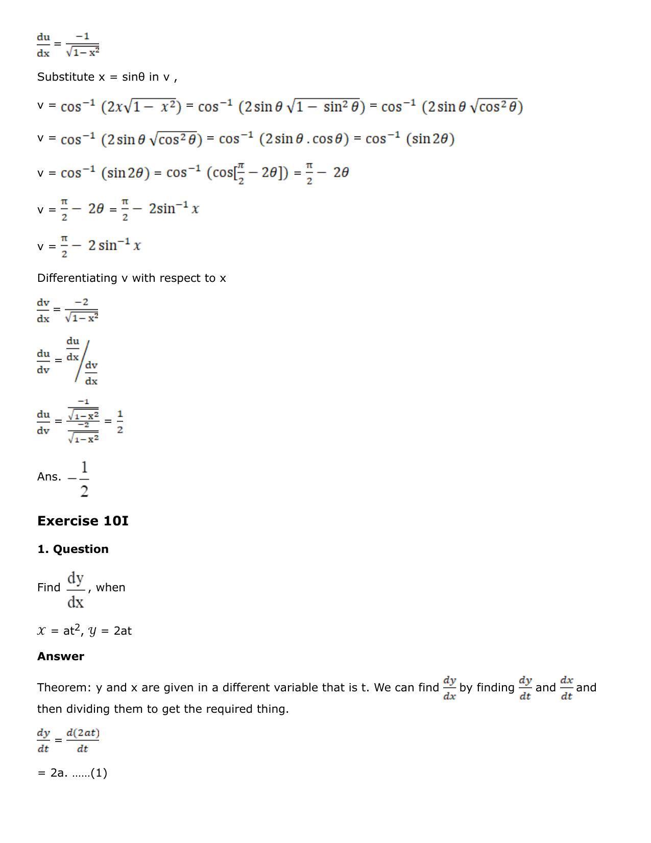 Chapter 10: Differentiation Solutions: RS Aggarwal Class 12 Solutions  - Page 207