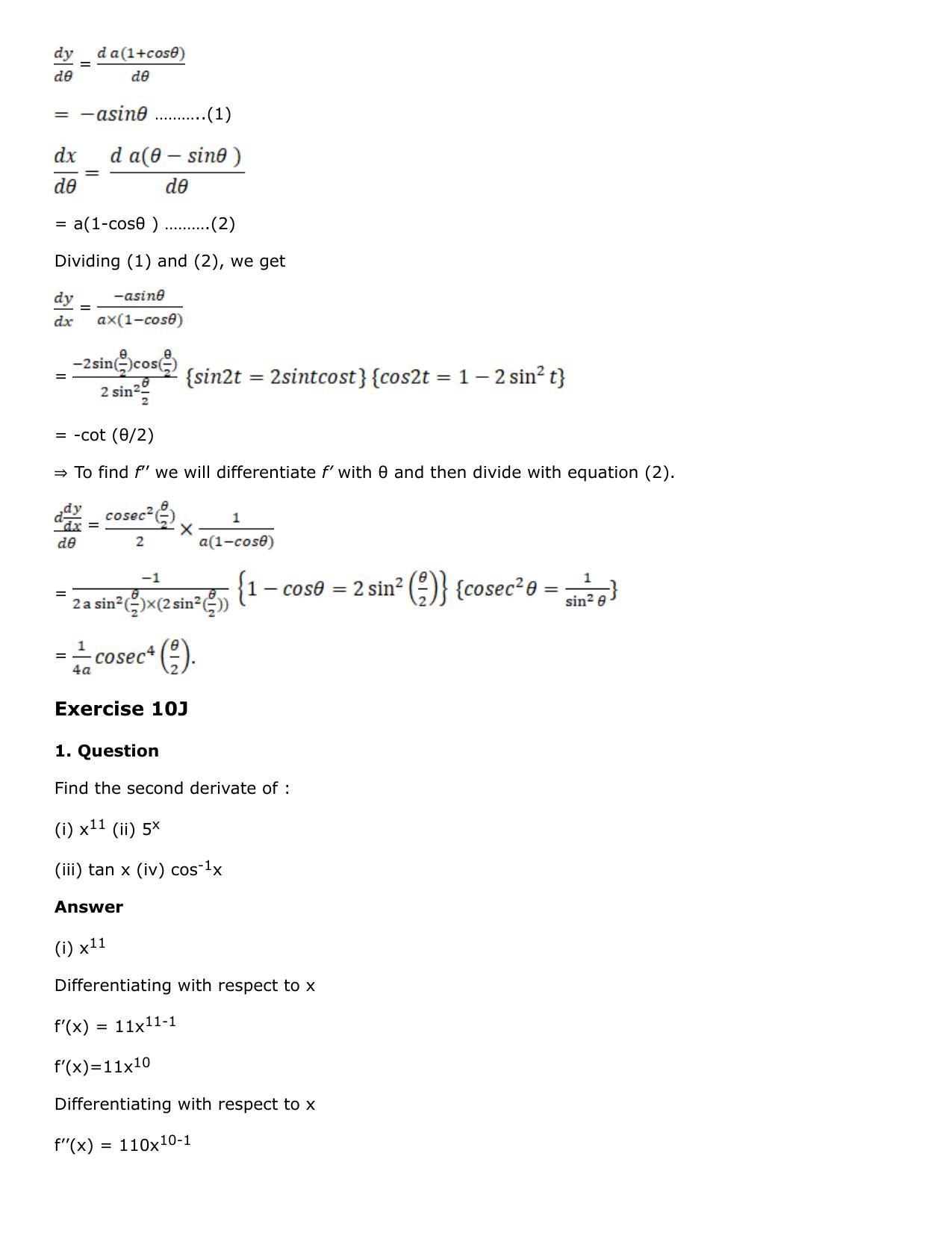 Chapter 10: Differentiation Solutions: RS Aggarwal Class 12 Solutions  - Page 223
