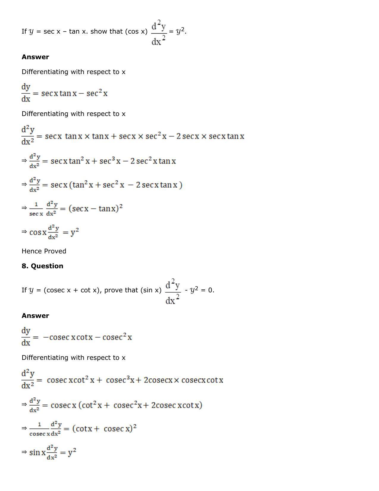 Chapter 10: Differentiation Solutions: RS Aggarwal Class 12 Solutions  - Page 228