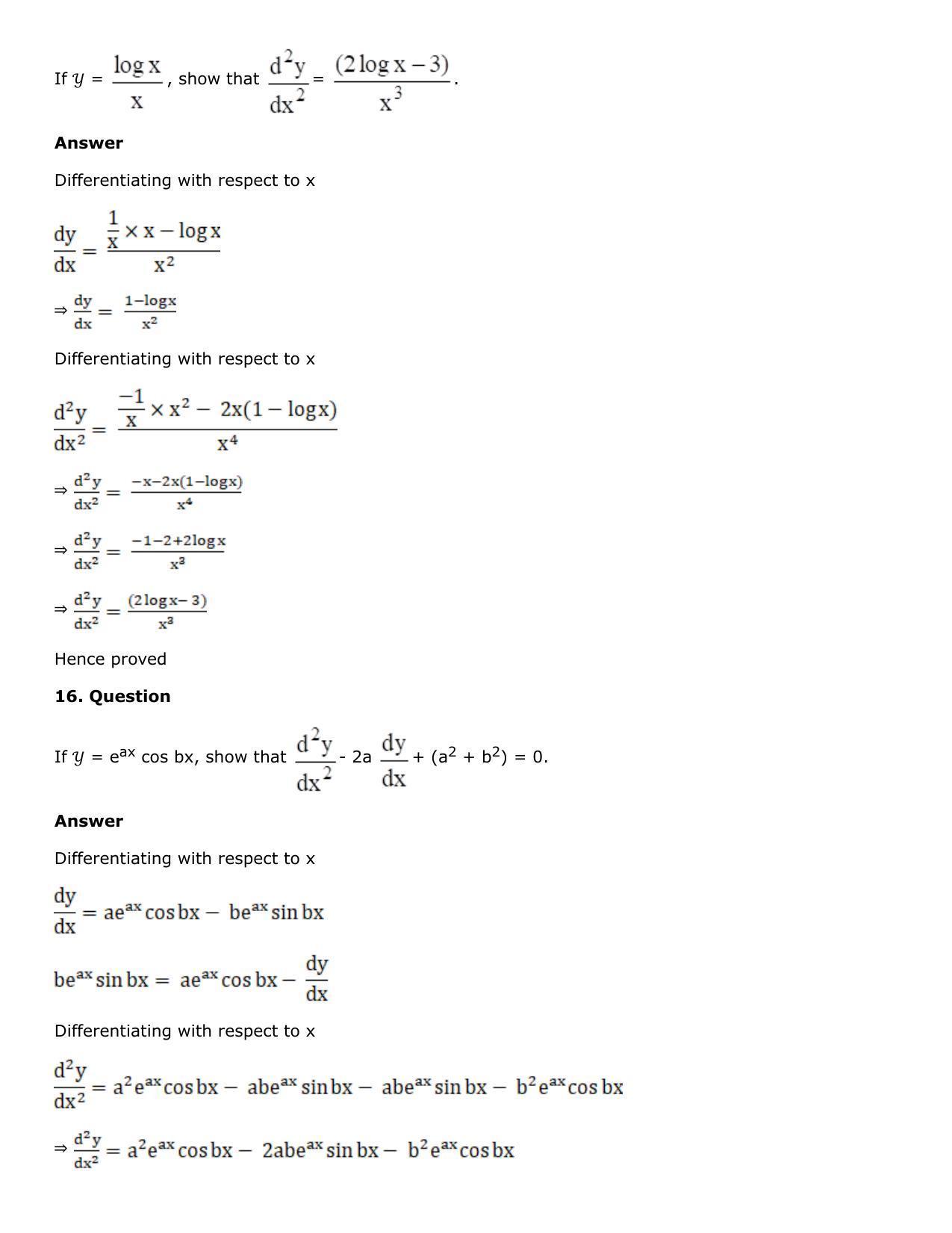 Chapter 10: Differentiation Solutions: RS Aggarwal Class 12 Solutions  - Page 232