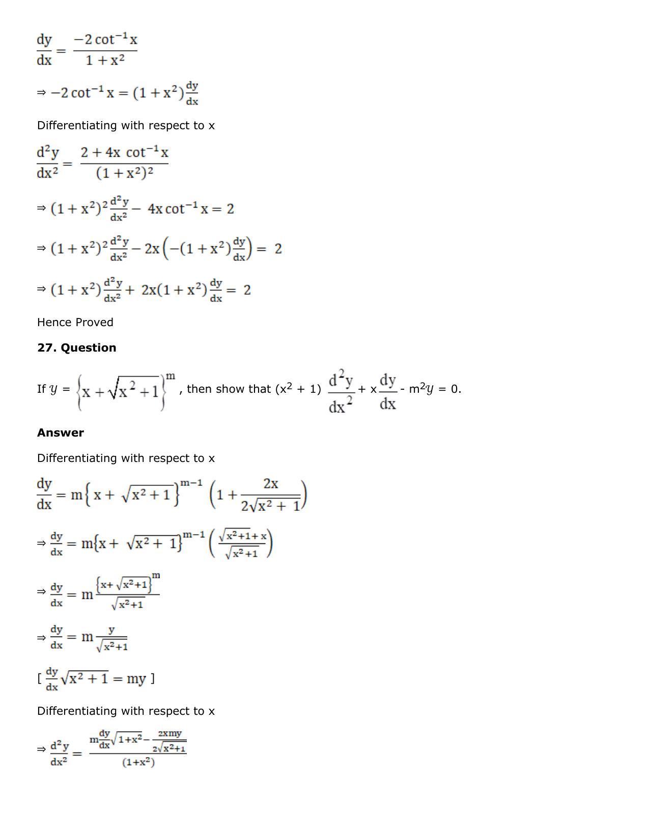 Chapter 10: Differentiation Solutions: RS Aggarwal Class 12 Solutions  - Page 240