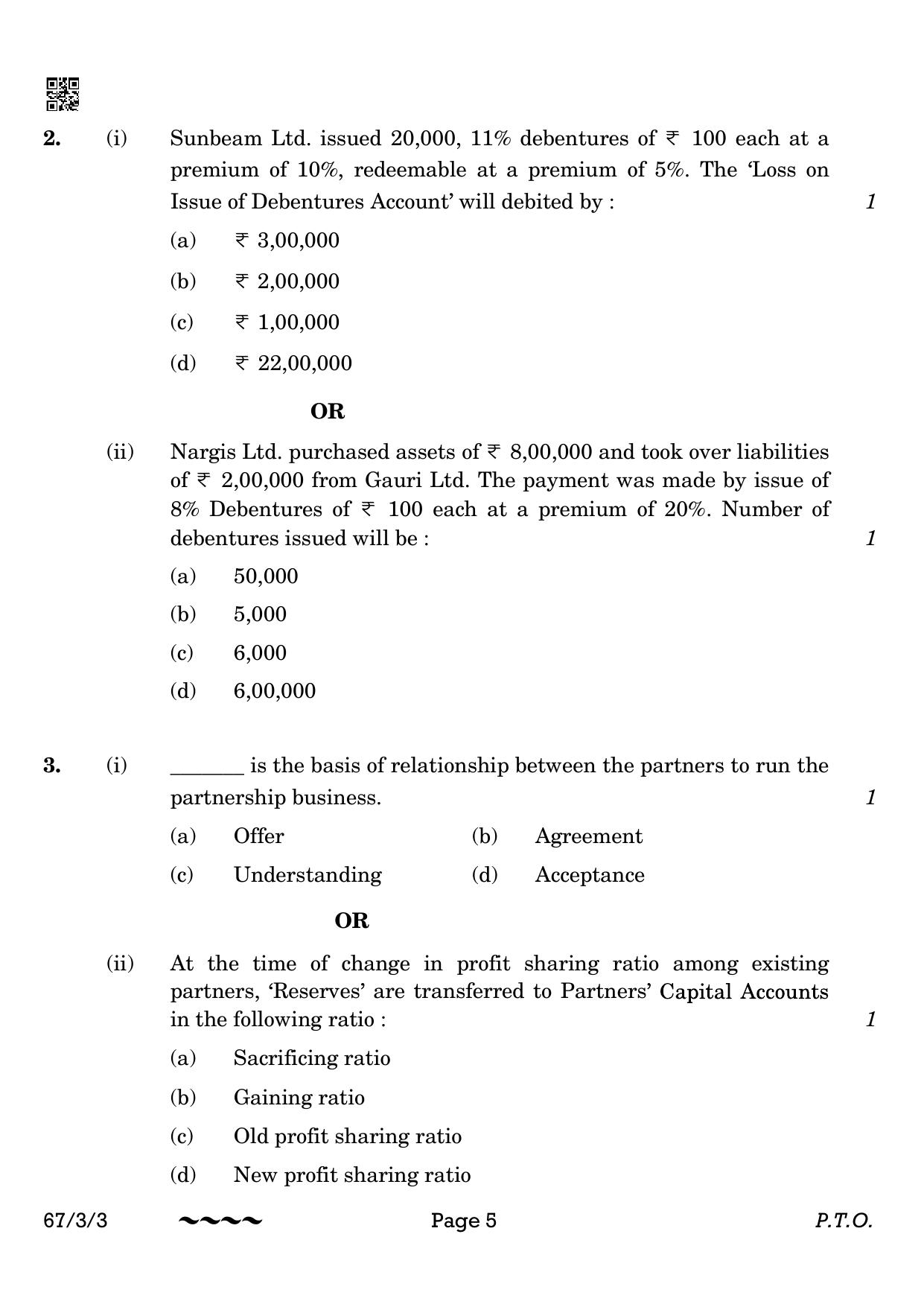 CBSE Class 12 67-3-3 Accountancy 2023 Question Paper - Page 5