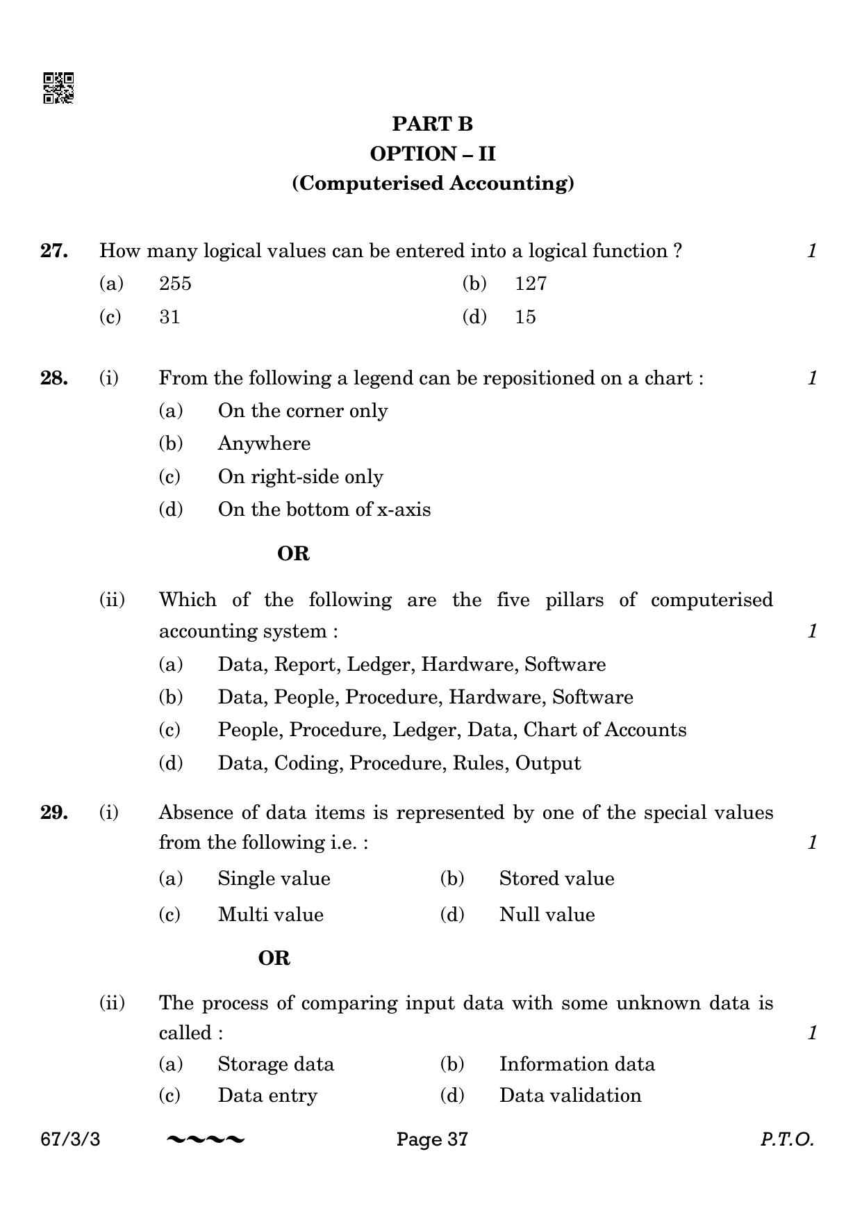 CBSE Class 12 67-3-3 Accountancy 2023 Question Paper - Page 37