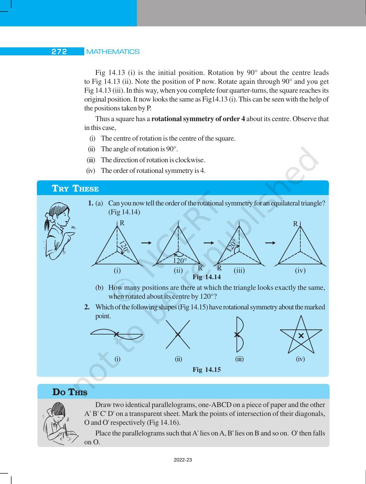 NCERT Book for Class 7 Maths: Chapter 14-Symmetry - Page 8
