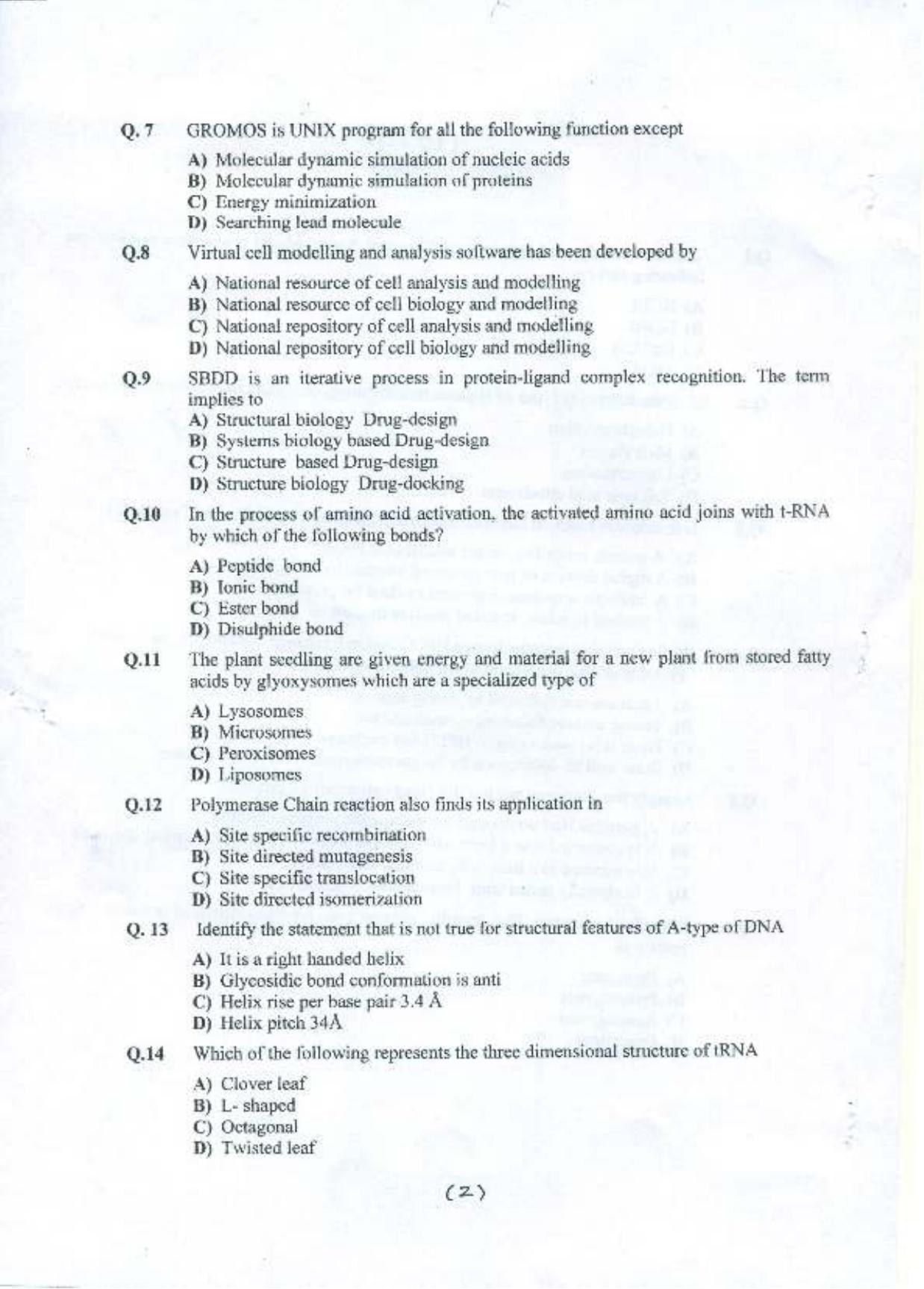 PU MPET System Biology and Bioinformatics 2015 Question Paper - Page 3