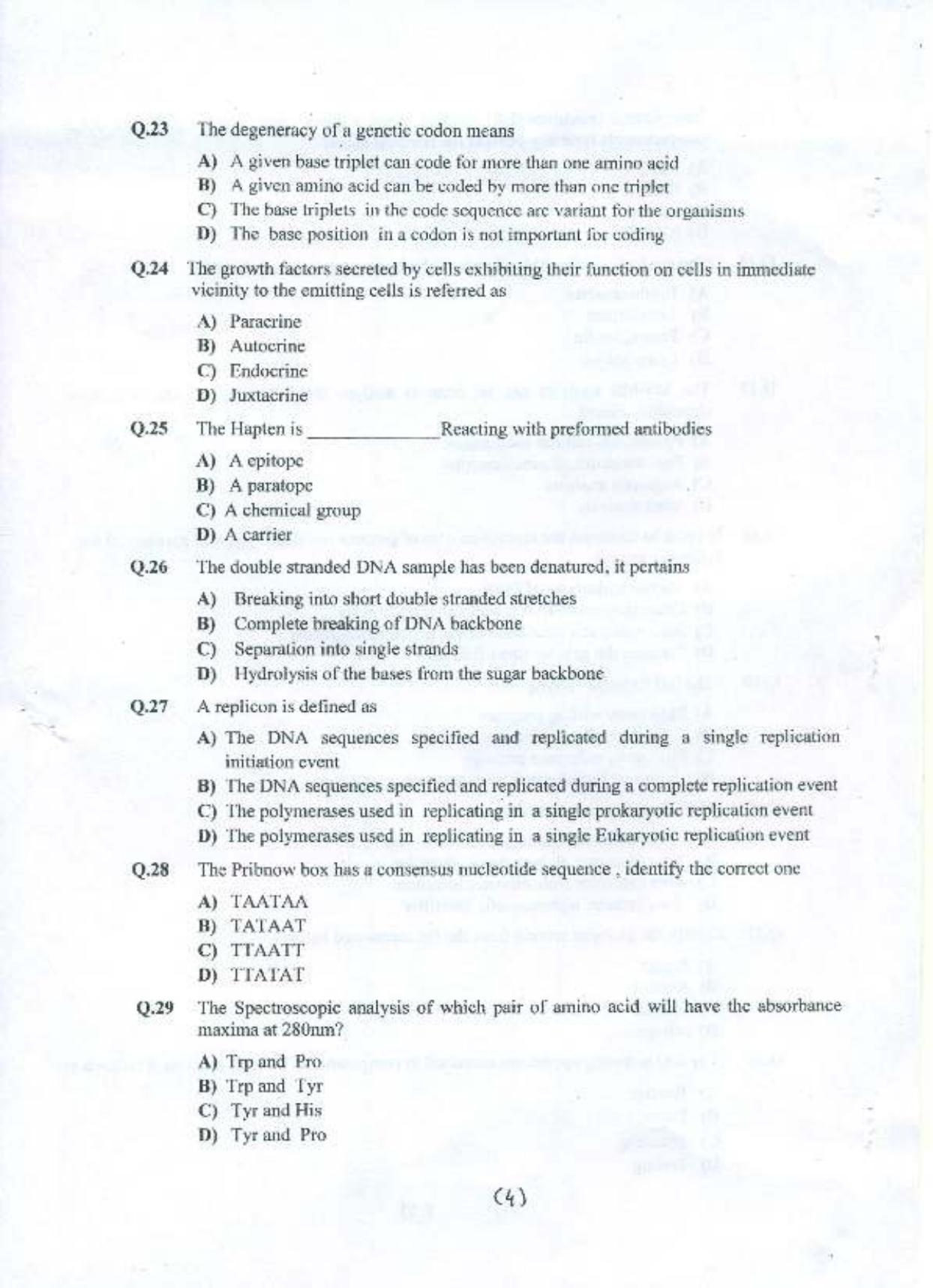 PU MPET System Biology and Bioinformatics 2015 Question Paper - Page 5