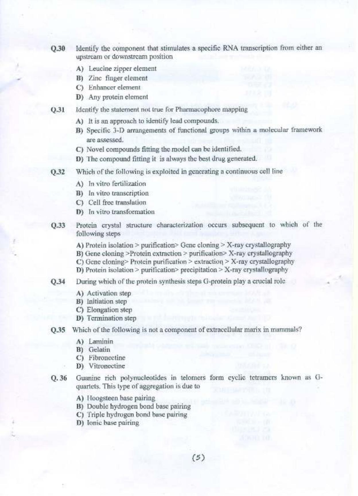 PU MPET System Biology and Bioinformatics 2015 Question Paper - Page 6