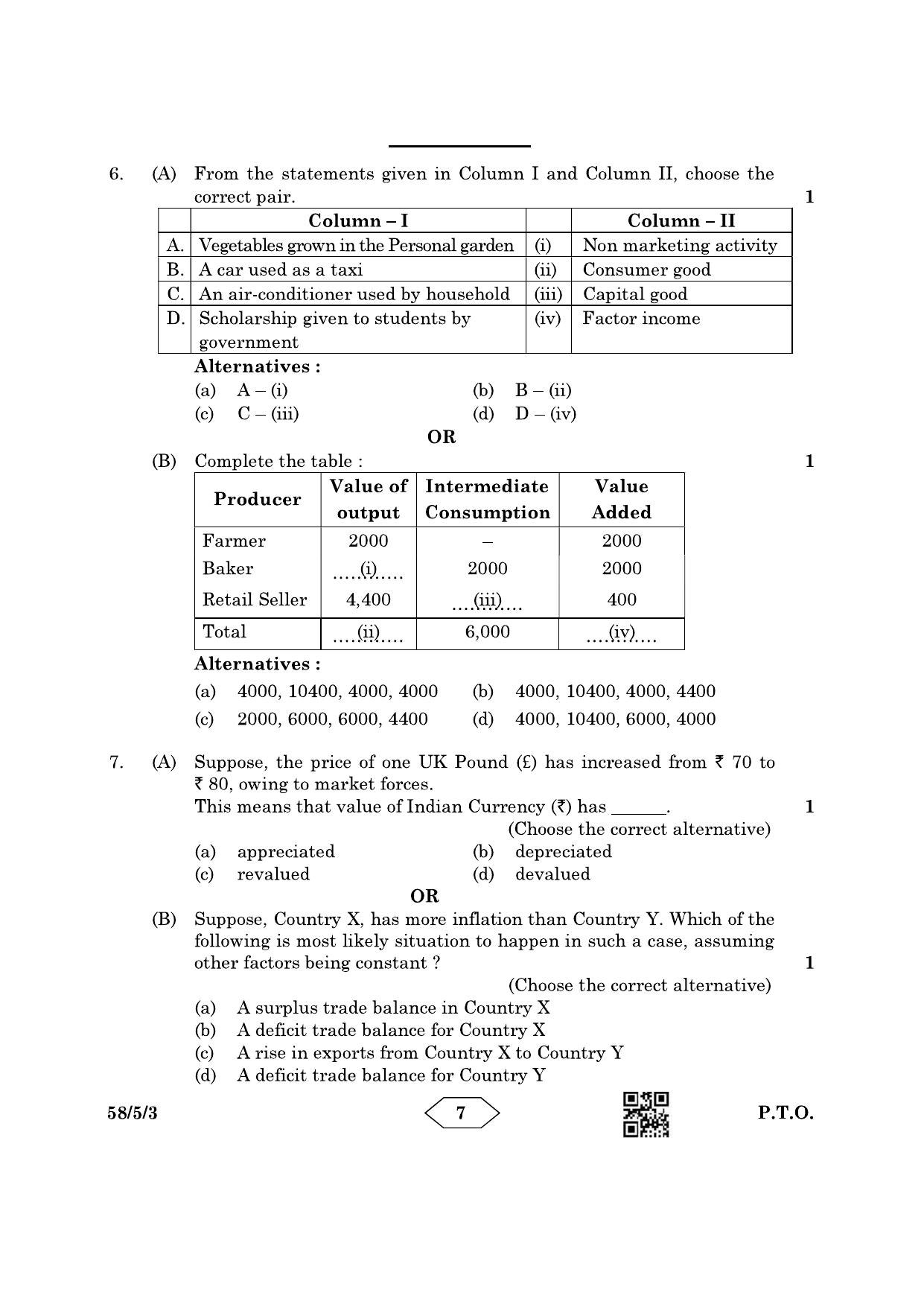 CBSE Class 12 58-5-3 Economics 2023 Question Paper - Page 7